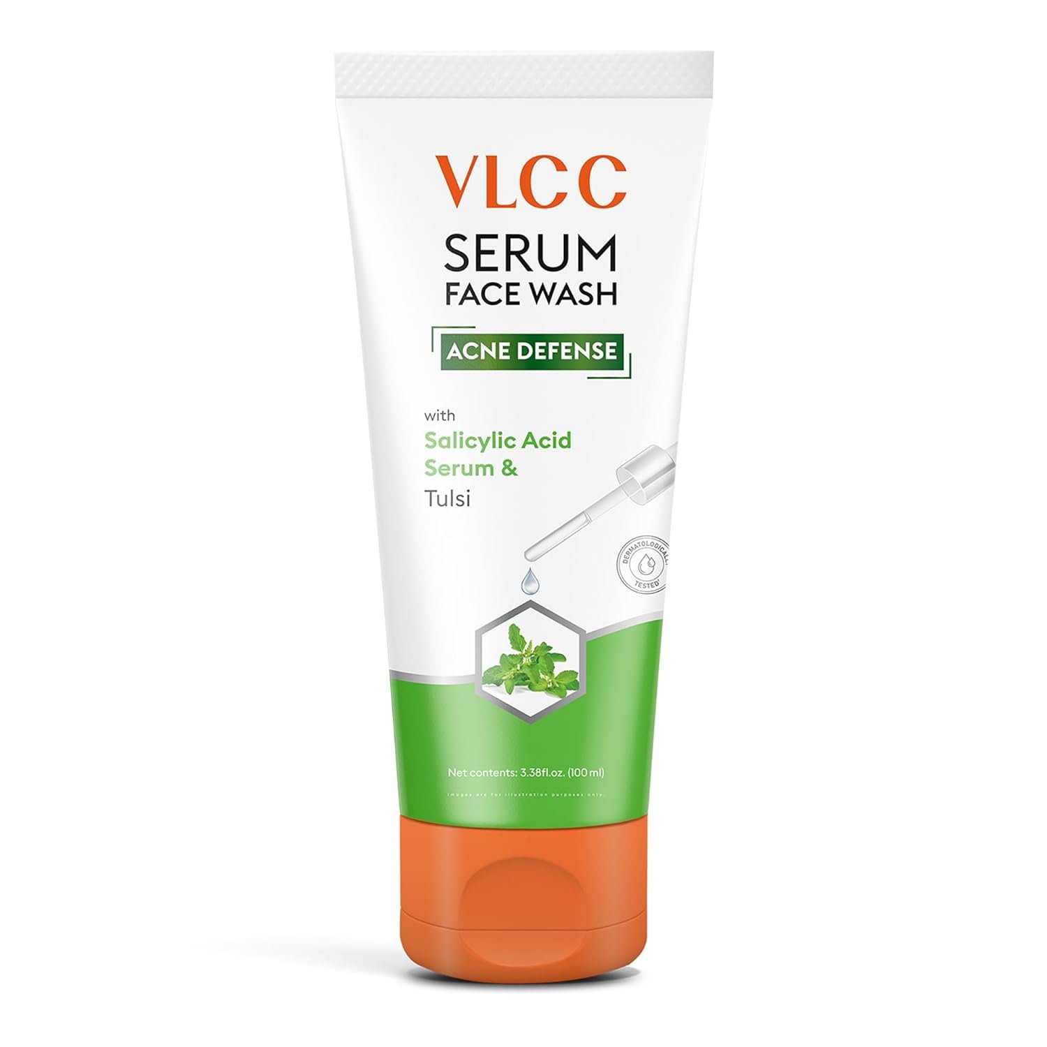 VLCC Acne Serum Face Wash – Facial Cleanser with Salicylic Acid – Gentle Acne Face Wash for Women and Men – Tulsi Extract – 3.38 oz