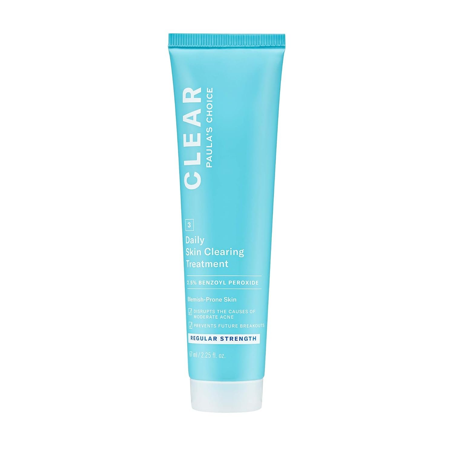 Paula’s Choice CLEAR Daily Skin Clearing Cream, All Over Face Acne Treatment with Benzoyl Peroxide, Treats and Prevents Mild to Severe Acne & Breakouts, Fragrance-Free, 2.25 fl oz
