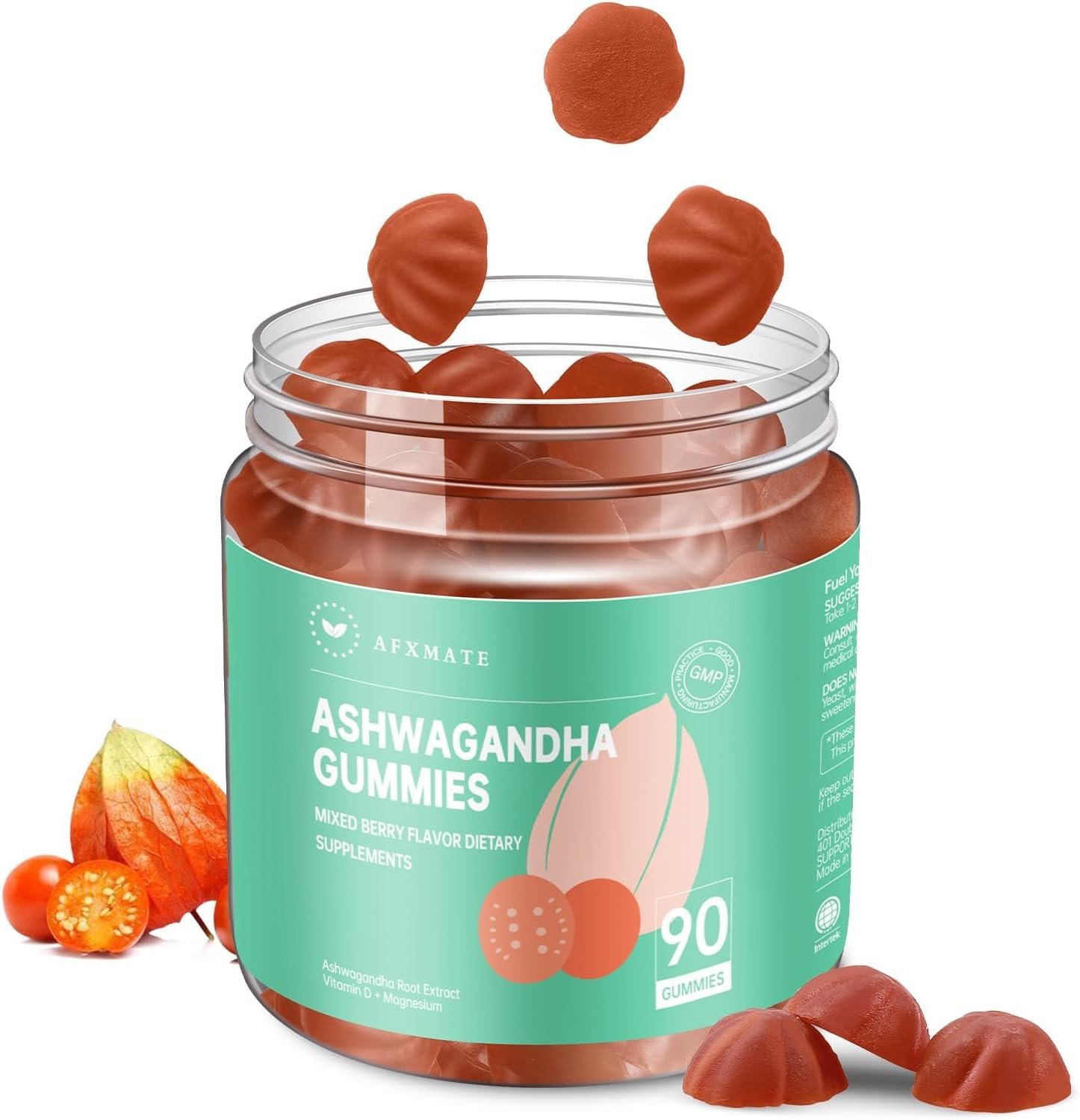 AFXMATE Ashwagandha Gummies for Women Sugar Free, Men’s Ashwagandha Supplement Gummy with Vitamin D Magnesium Vegan (90 Counts)