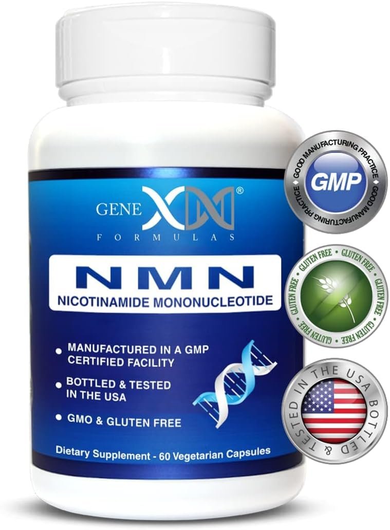Genex Formulas NMN 250mg – Stabilized Form (60 Capsules), 99% Pure Supplement Capsules for Increased NAD Levels, DNA Repair, & Healthy Aging, GMP Certified