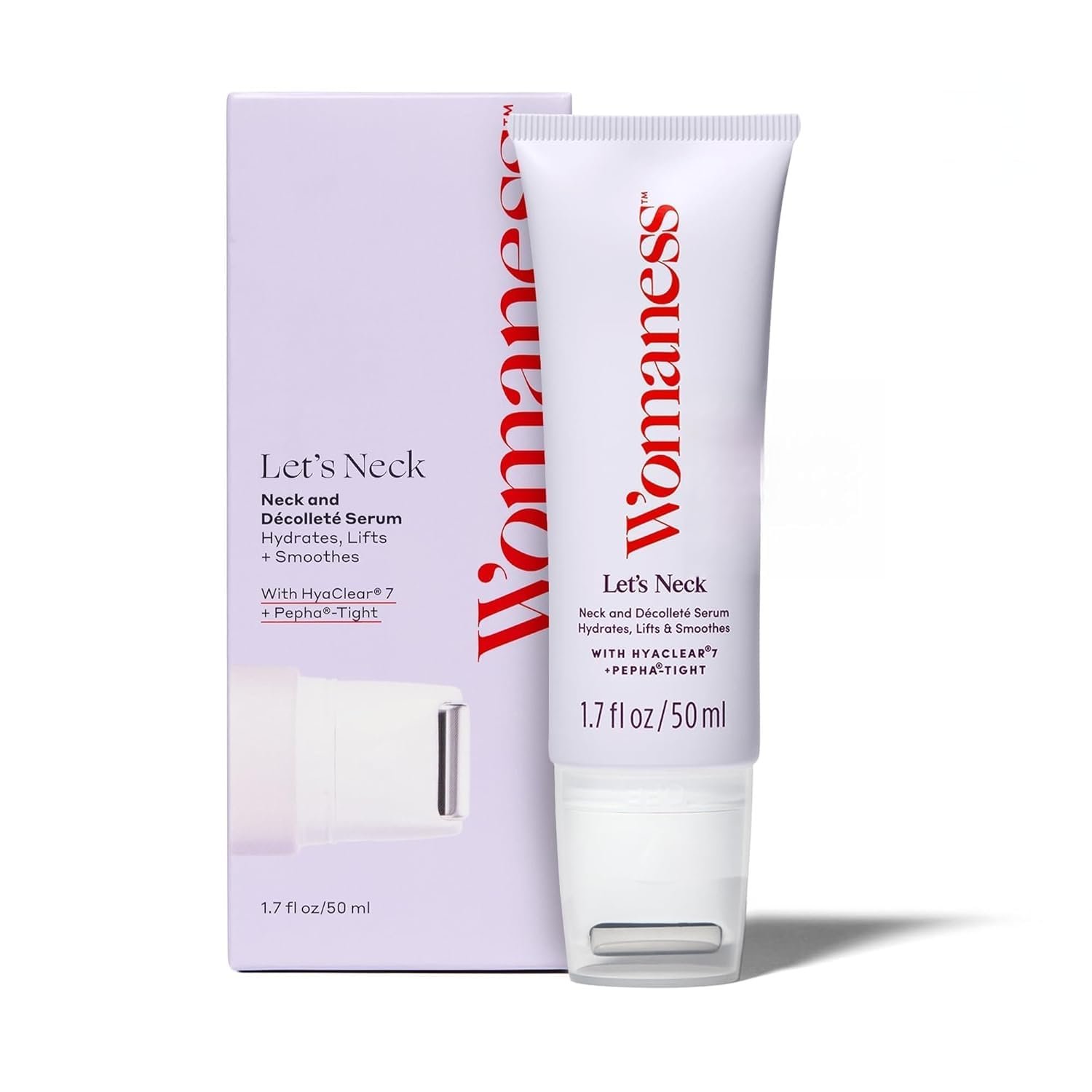 Womaness Let’s Neck Serum for Neck Tightening and Lifting – Firming and Tightening Neck Cream with Cooling Roller Applicator – Hydrating Neck Serum to Smooth Wrinkles and Sagging Skin for Women – 50ml