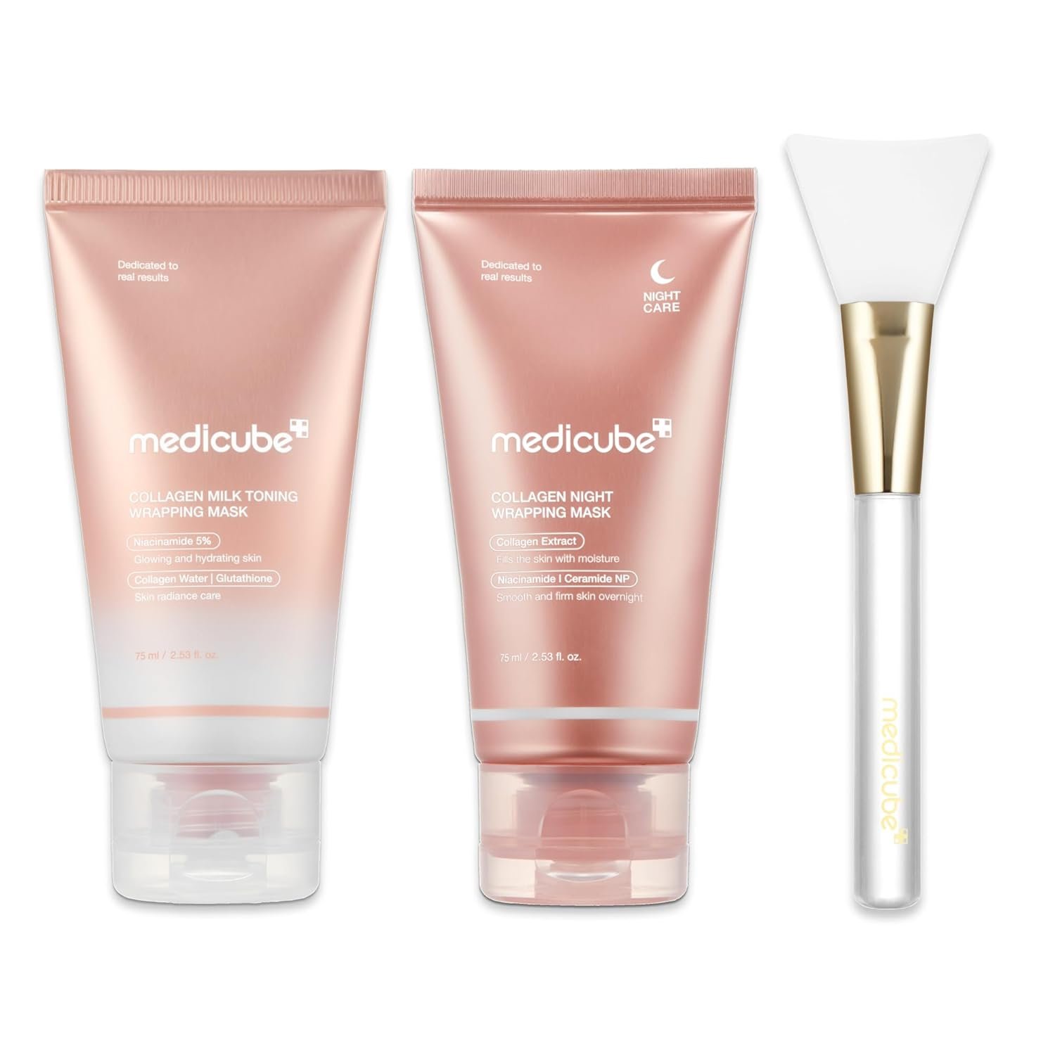 medicube Day & Night Collagen Wrapping Mask Duo: Collagen Glazed Milky Glow Daytime and Overnight Wrapping Mask | Hydrating & Firming Skincare Gift Set for Radiant Skin, Gifts for Women