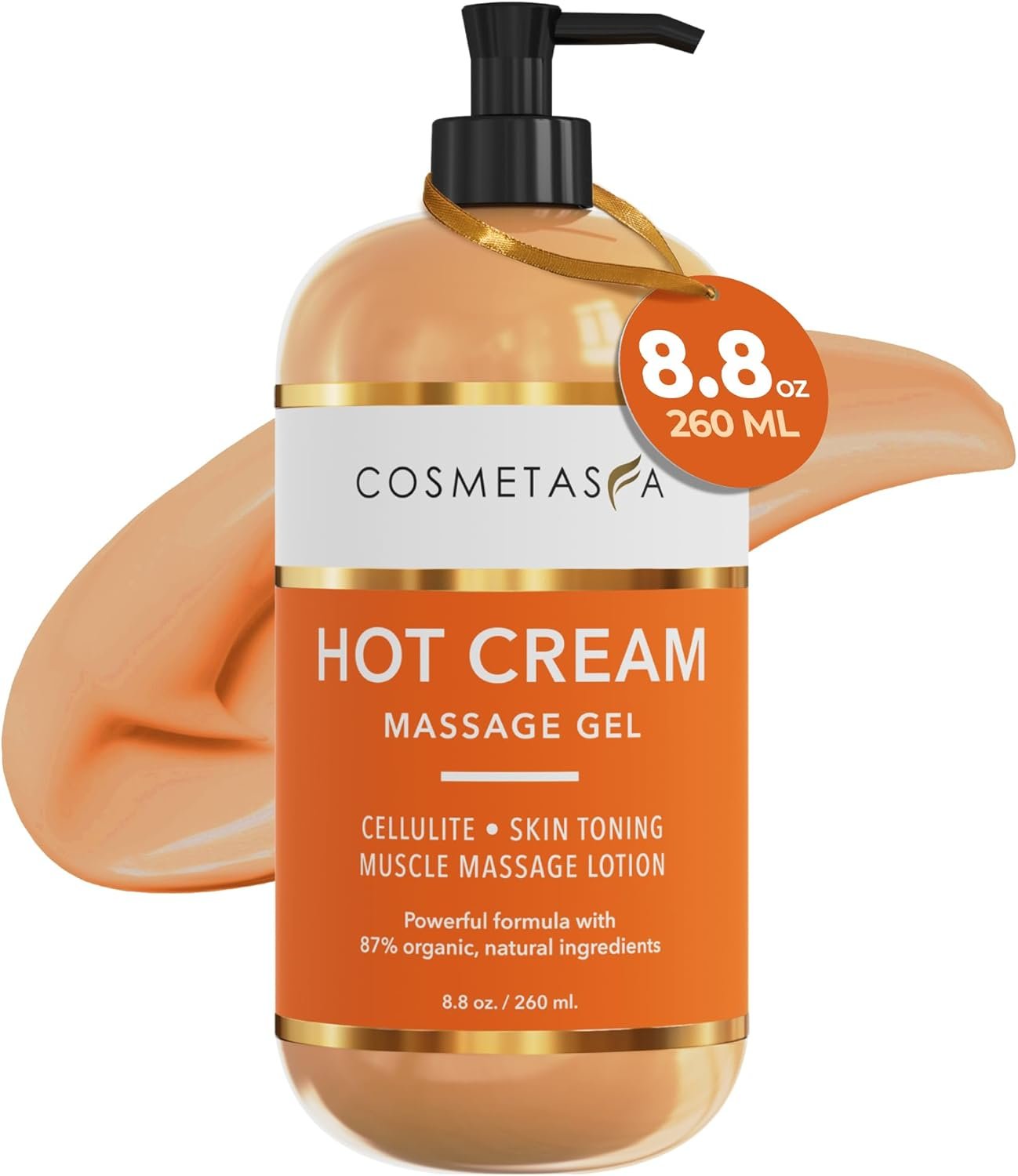 Cosmetasa Hot Belly Cream- 87% Organic Cellulite Cream – Natural Sweat Massage Gel for Stomach, Abdomen, Sore Joints, Muscles, Workout (8.8 oz)