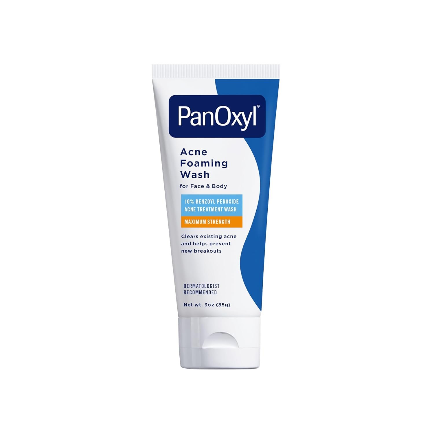 PanOxyl Acne Foaming Wash for face & body Benzoyl Peroxide 10% Maximum Strength Antimicrobial, 3 oz. – Travel Size