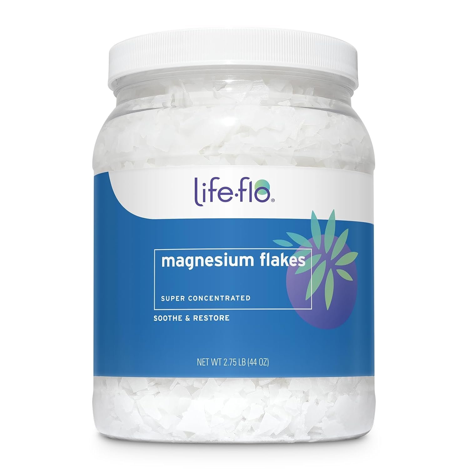 LIFE-FLO Magnesium Bath Flakes – Unscented Magnesium Flakes with Ancient Trace Minerals from the Zechstein Seabed – Epsom Salt Bath Soak Alternative or Relaxing Foot Soak – 60-Day Guarantee – 44oz