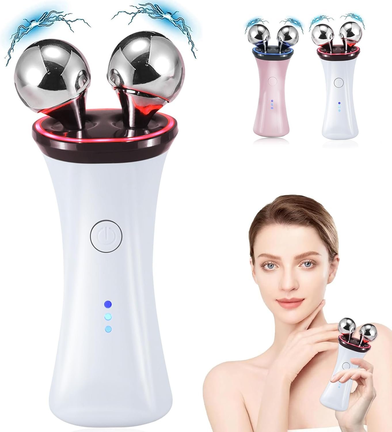Microcurrent Facial Device – Electric Face Lifting & Toning for Face & Neck for Mother & Companion – Handheld Skin Care Device (White)