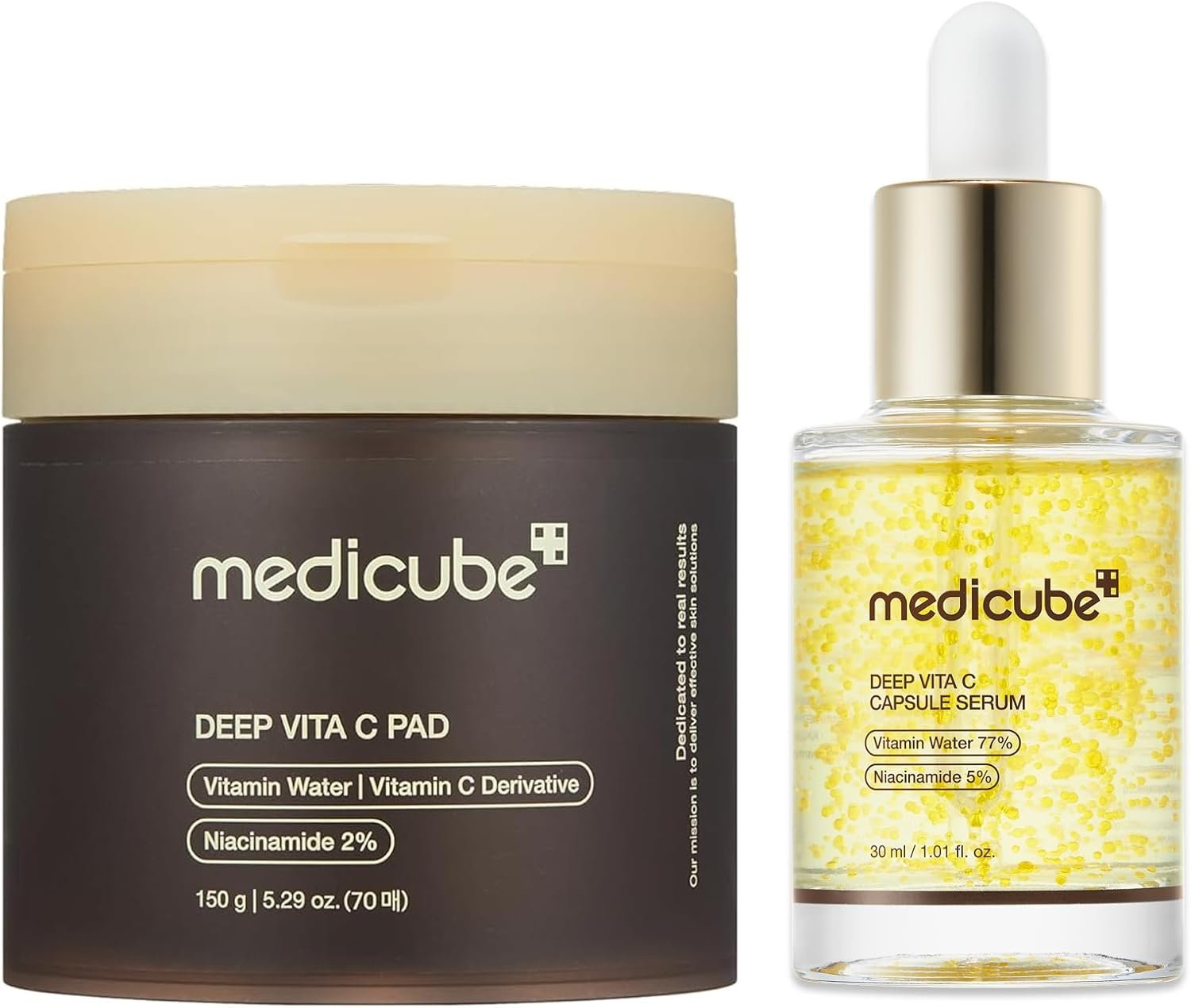 medicube Deep Vita C Radiance Pad & Serum Duo: Deep Vita C Toner Pad and Vita C Serum | Daily Tone prep for a Smooth, Radiant Texture