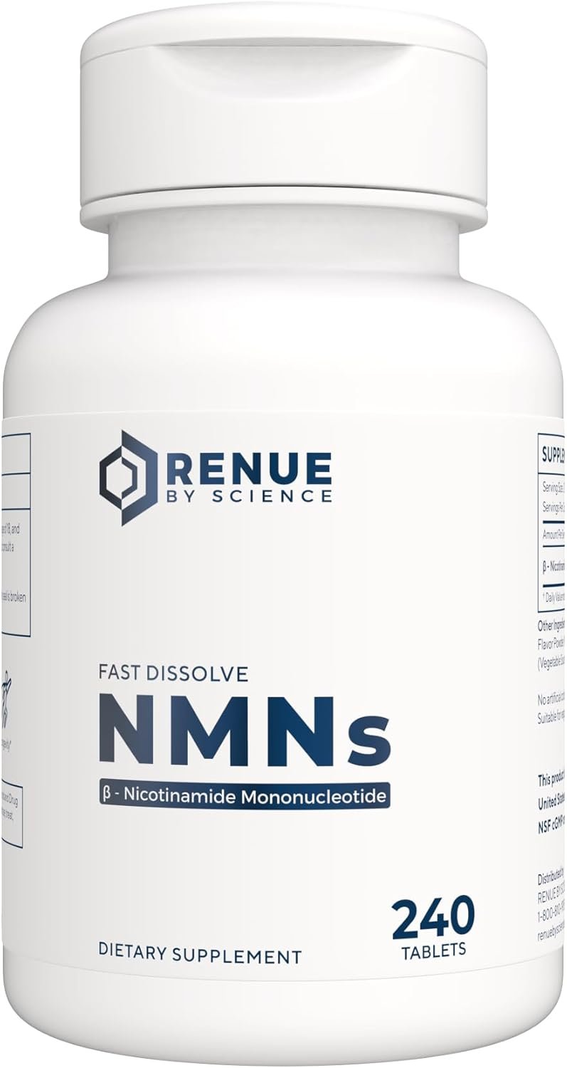 Renue By Science NMN Supplement | 240 Chewable Vegetarian Tablets – 250mg Nicotinamide Mononucleotide per Serving | Lemon Flavour – Manufactured in the USA Third-Party Tested