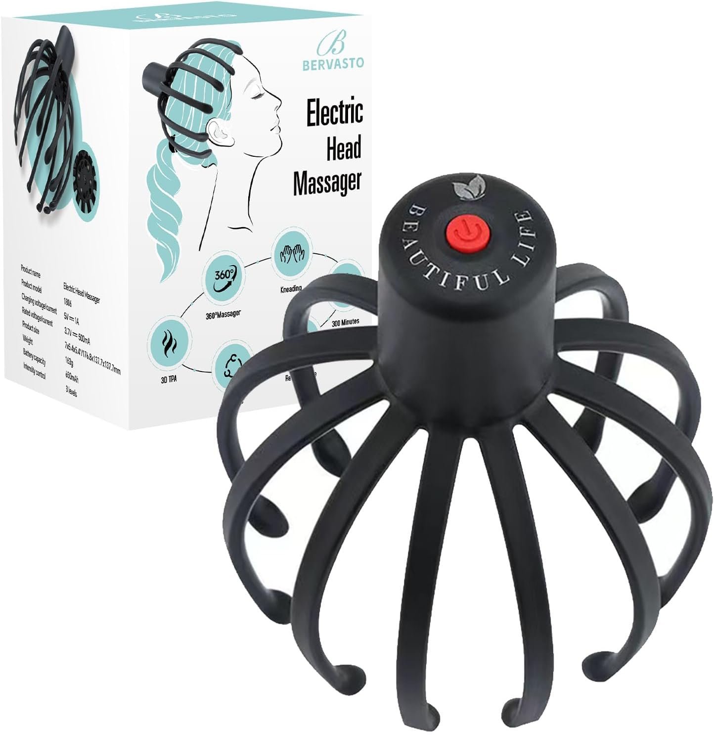 Head Massager Scalp Electric with 3 Modes, 360 Degree Head Massager Cordless Portable, Head Scratcher for Stress Relax