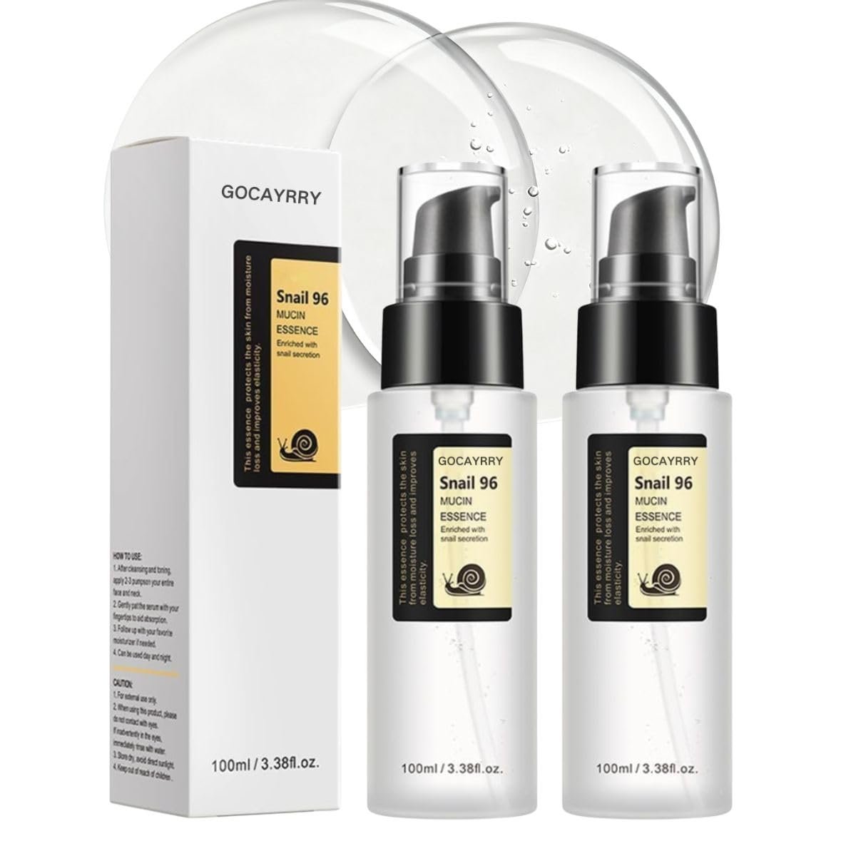 2PCS GOCAYRRY Advanced Snail Mucin 96% Power Repairing Essence, Snail Mucin 96% – Anti-Aging Serum, With Snail Secretion Filtrate For Dull (02)