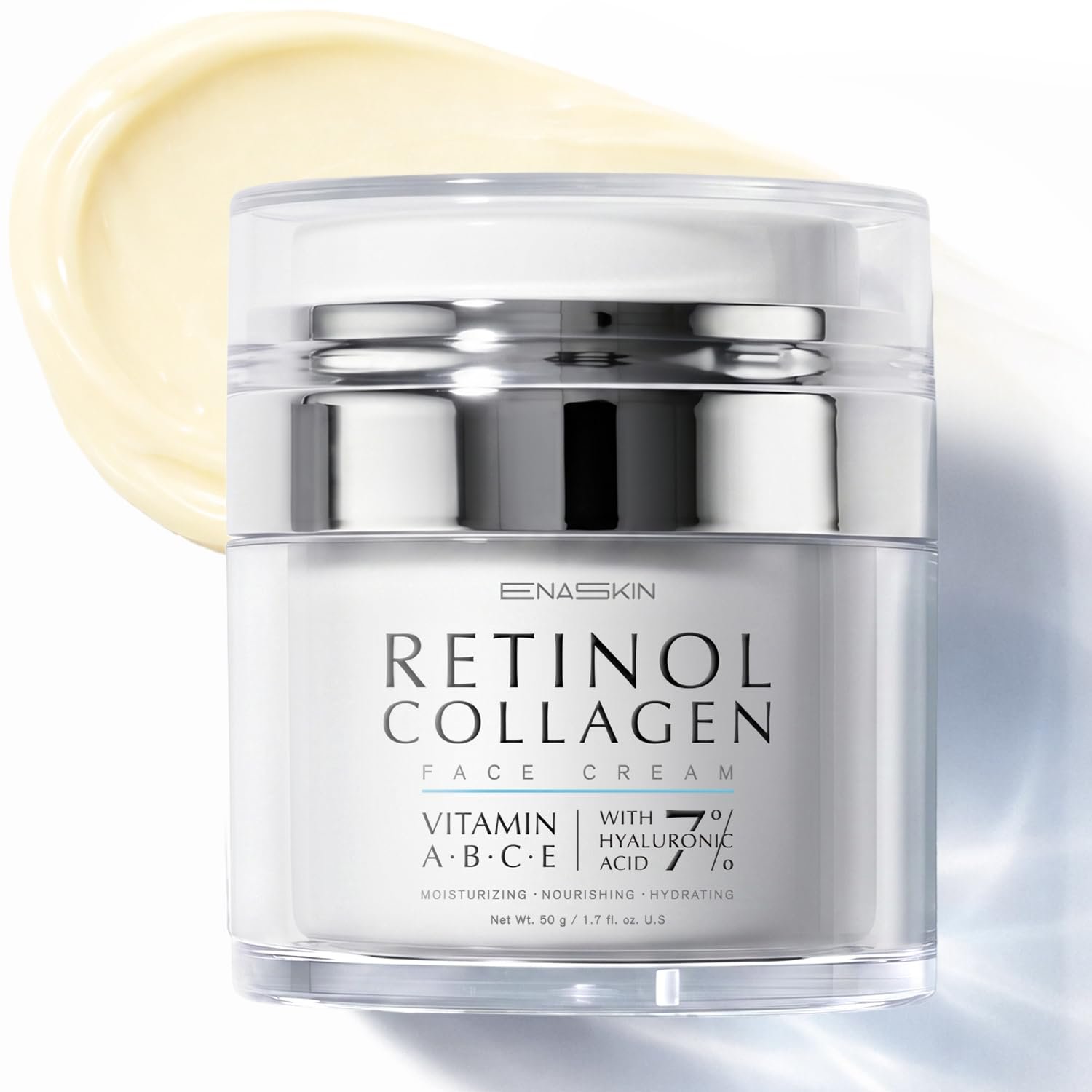 Retinol Anti Aging Face Moisturizer: Wrinkle Cream for Women & Men, Collagen & 7% Hyaluronic Acid – Facial Tightening & Neck Firming Cream – Day & Night Skin Care, 1.7 fl oz