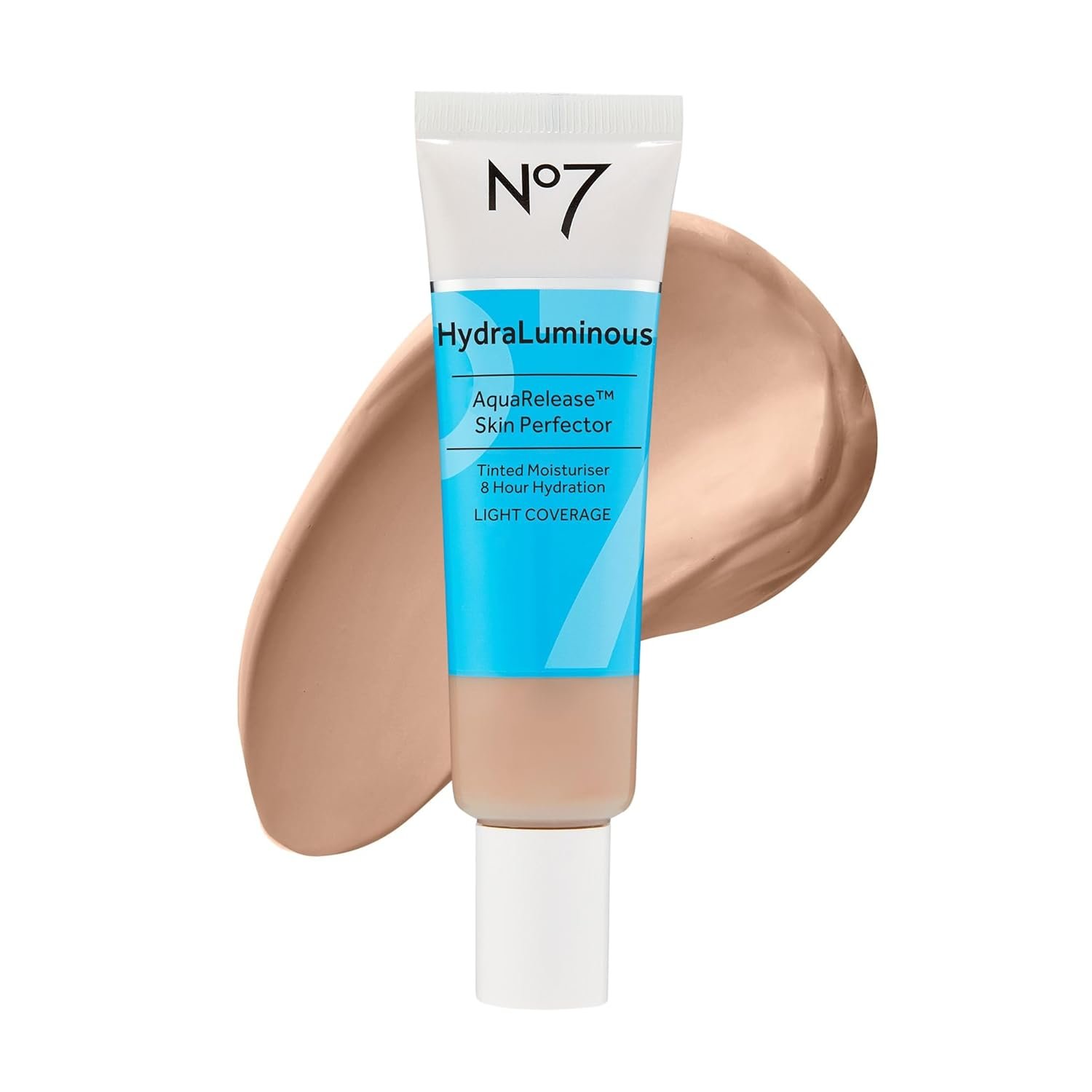 No7 HydraLuminous Skin Tint Perfector – Aqua Release Tinted Moisturizer with a Hydrating, Lightweight Formula – Sheer to Light Coverage Face Makeup – Light (1 Fl Oz)