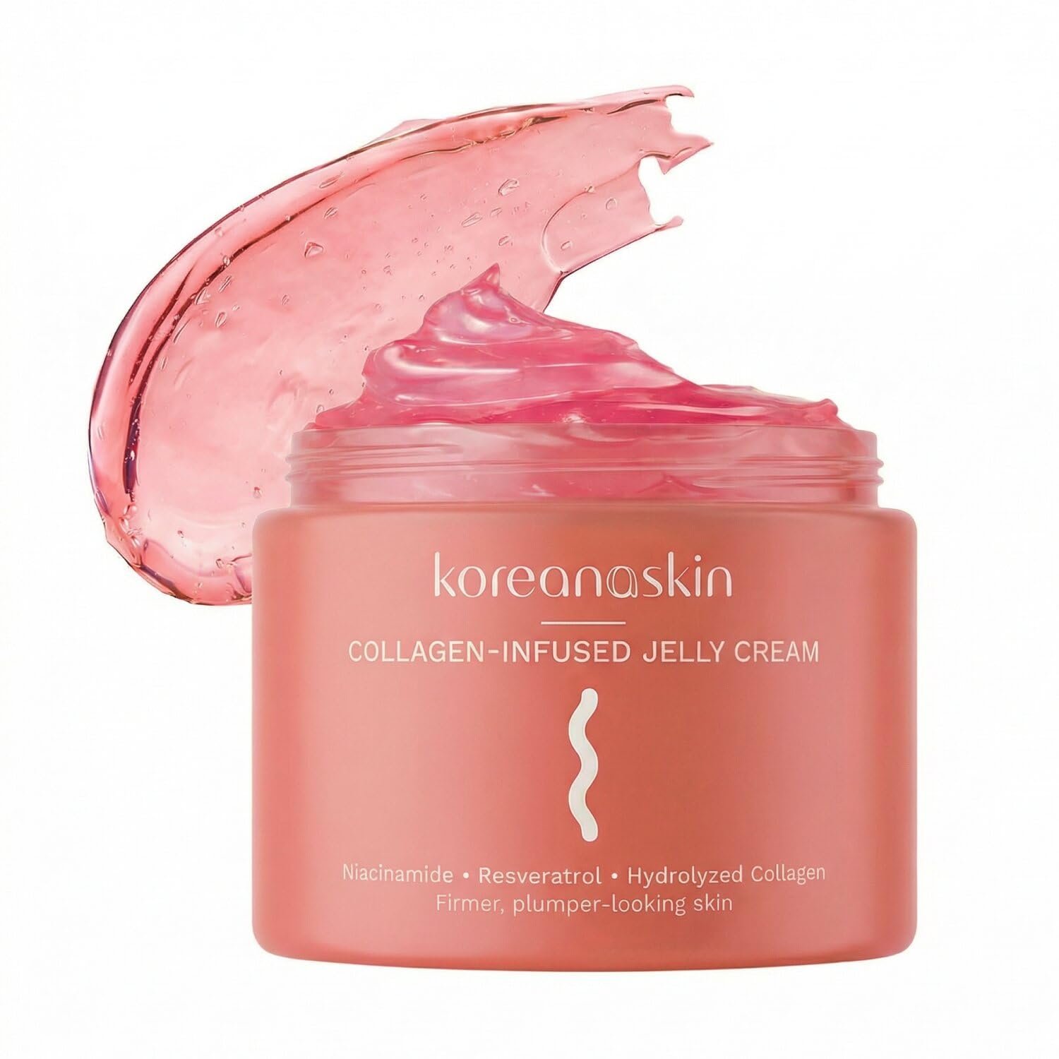 Collagen Jelly Cream – Niacinamide & Resveratrol Formula – Korean Moisturizer for Glass Skin – Hydrolyzed Peptide Night Gel for Firming & Face Lift – 3.9oz