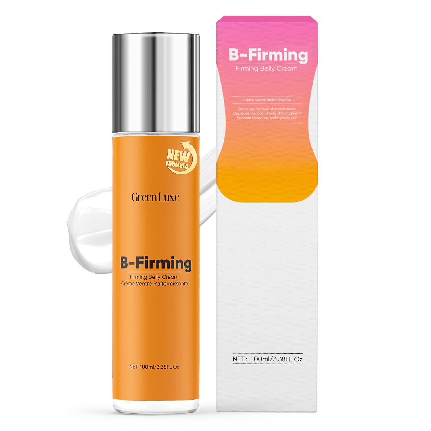 Belly Firming Cream – Become Flat Skin Tightening Cream for Body: Lift & Tone Tummy, Thighs, Booty & Arms – Stretch Mark & Cellulite Sculpting Lotion for Women – 3.38 Fl Oz