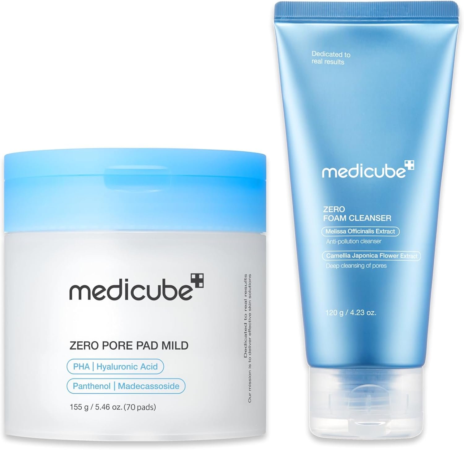 medicube Cleanse & Swipe Duo for Delicate Skin: Zero Pore Pad Mild and Zero Foam Cleanser | Gentle Exfoliation and Deep Cleansing Set for Clear, Smooth, and Hydrated Skin