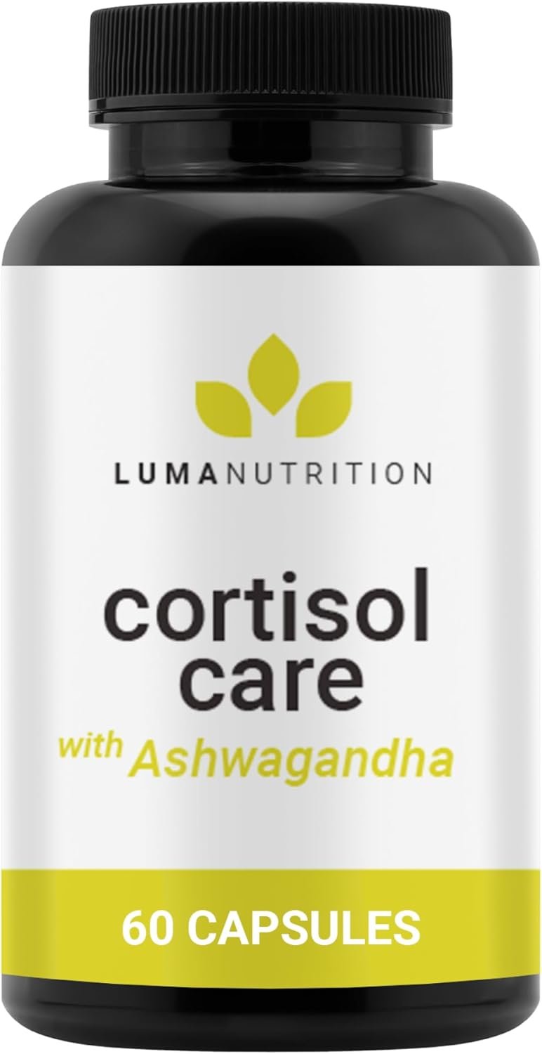 Luma Nutrition Cortisol Reducer and Manager – Ashwagandha + L-Theanine – Cortisol Supplements for Women and Men – Stress Relief, Restful Sleep, Detox, Lower and Control – 60 Capsules
