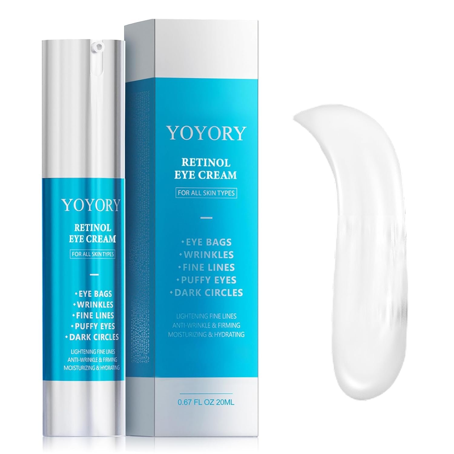 Retinol Eye Cream for Eye Bags – Anti-Aging Under Eye Treatment for Dark Circles, Fine Lines,Wrinkles, Puffiness Hydrating & Moisturizing Skin Care for Women and Men, 0.67 fl oz