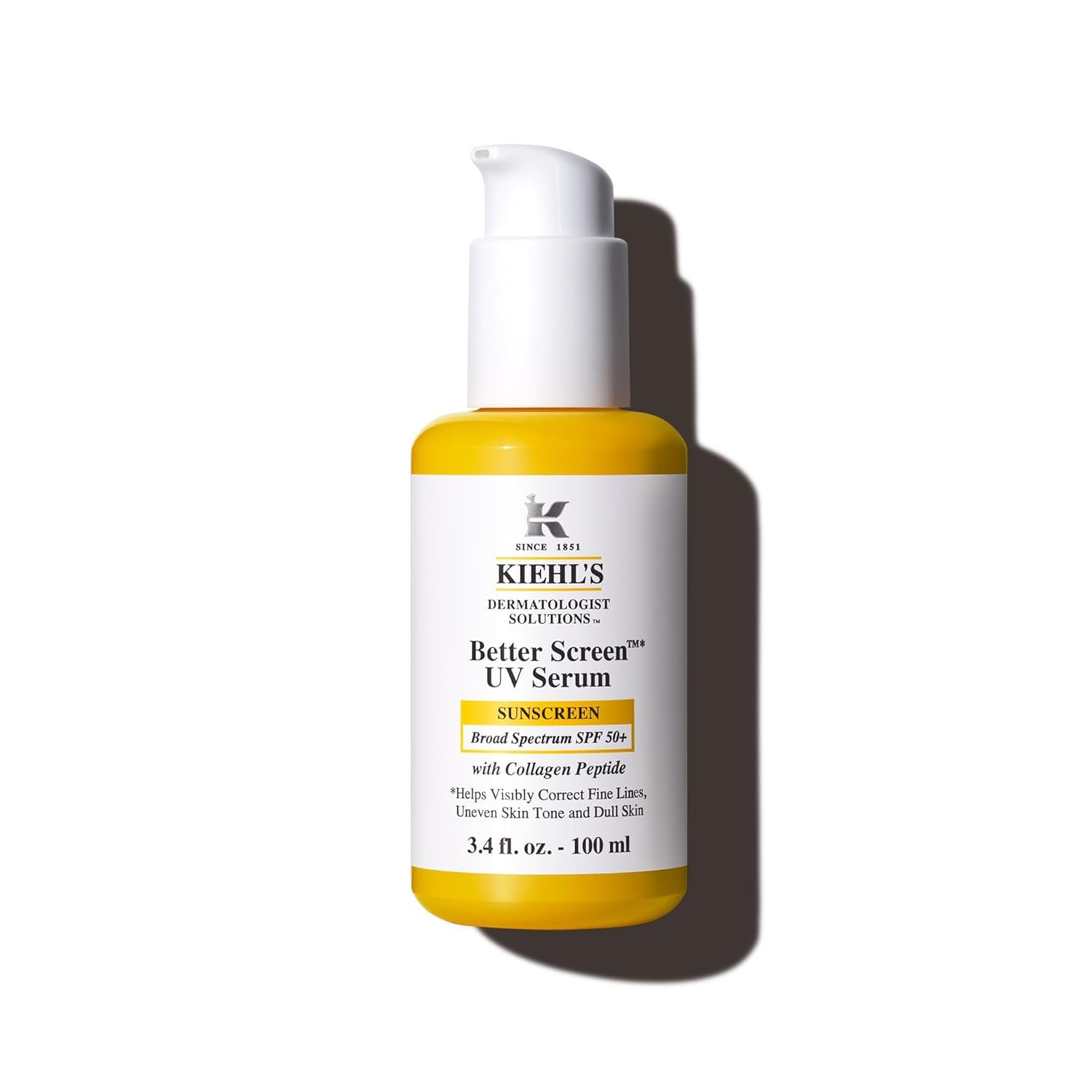 Kiehl’s Better Screen UV Serum SPF 50+, Invisible Facial Sunscreen with Collagen Peptide, UV Filters to Shield UVA & UVB, Helps Correct Visible Signs of Aging, Boosts Skin Radiance