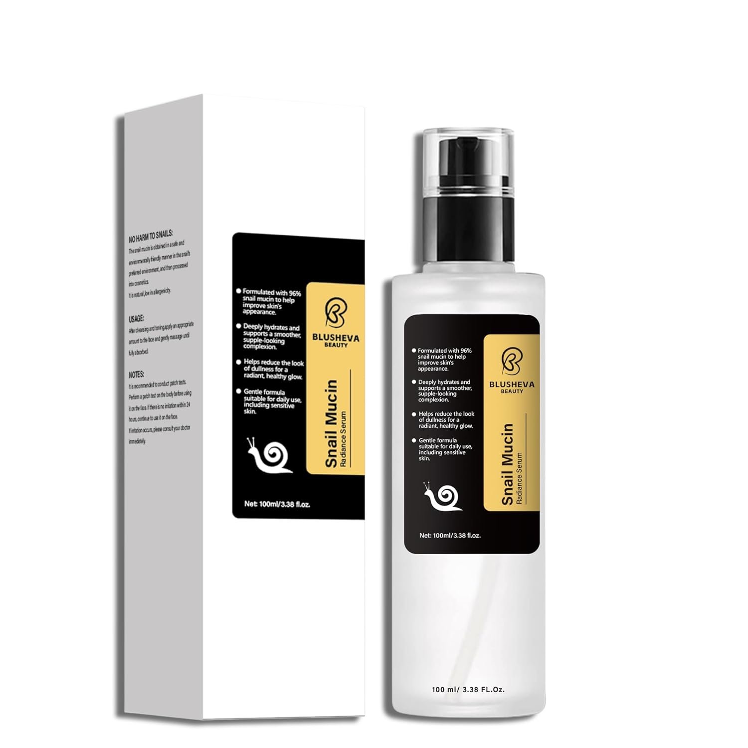 Snail Mucin Radiance Serum – 96% Snail Filtrate Hydrating & Anti-Aging Face Serum for Fine Lines, Dark Spots & Smooth Skin – 100ml