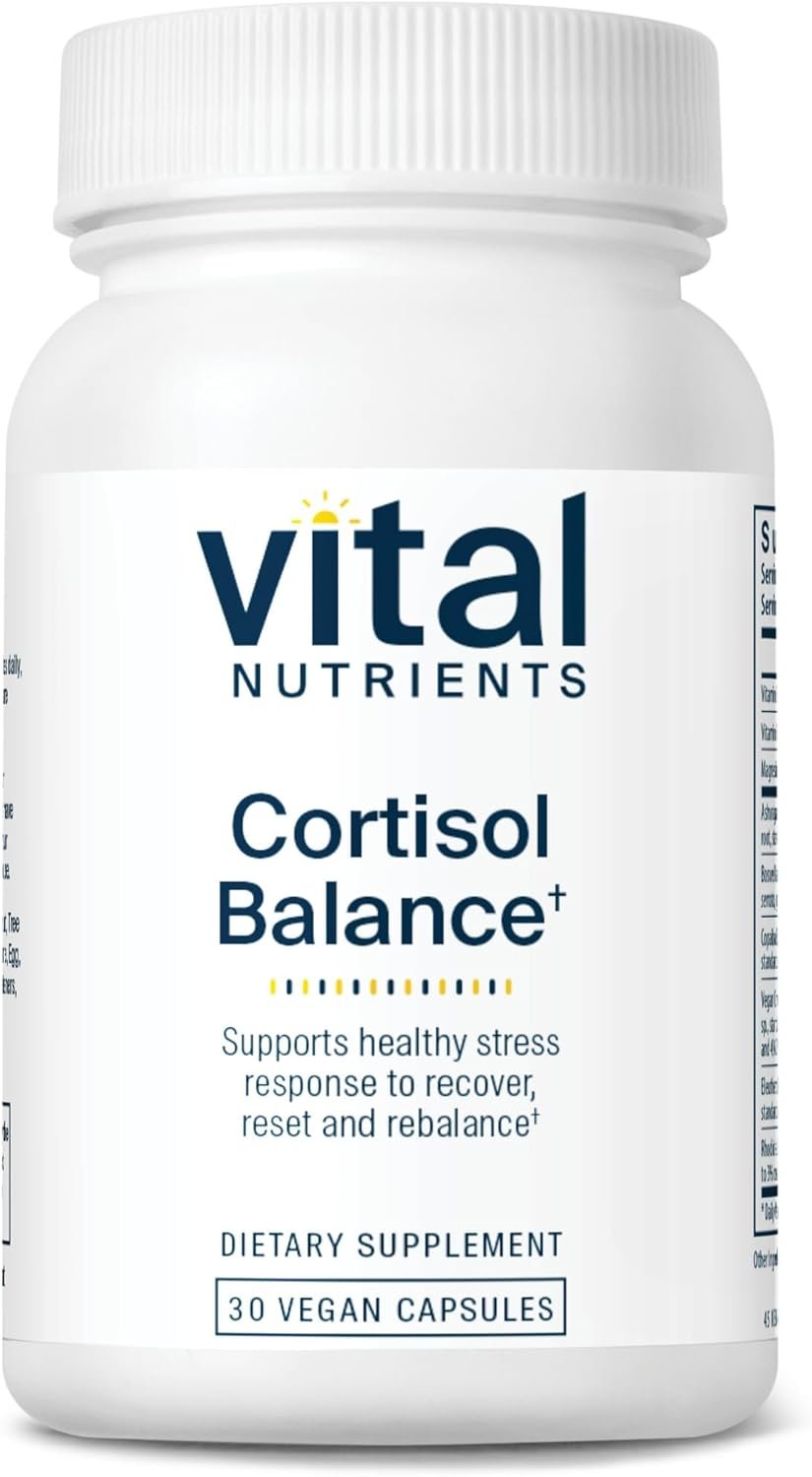 Vital Nutrients Cortisol Balance | Vegan Adrenal Support Supplements | Cortisol Manager Supports Energy & Stress Levels | Ashwagandha & Magnesium for Relaxation | Gluten, Dairy, Soy Free | 30 Capsules