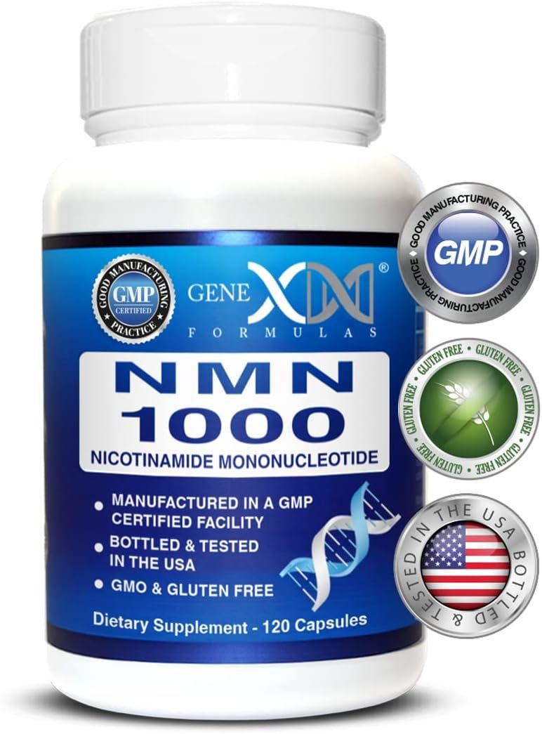 Genex Formulas NMN 1000mg – 99% Pure Shelf Stabilized Supplement Capsules for Increased NAD Levels & Healthy Aging, GMP Certified, 1000mg per Serving, 120 Capsules