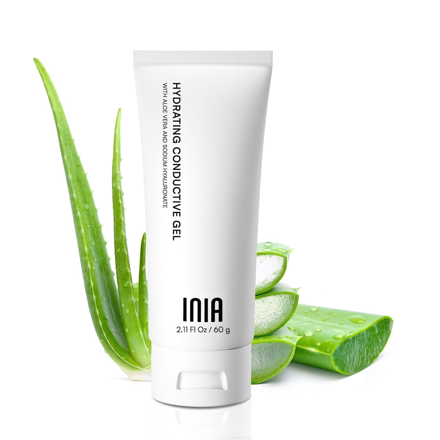 INIA Micro-current Conductive Gel for Facial and Body Skin Care Machines – Hydrating Gel Primer with Hyaluronic Acid for Women and Men, 2.11 Fl Oz