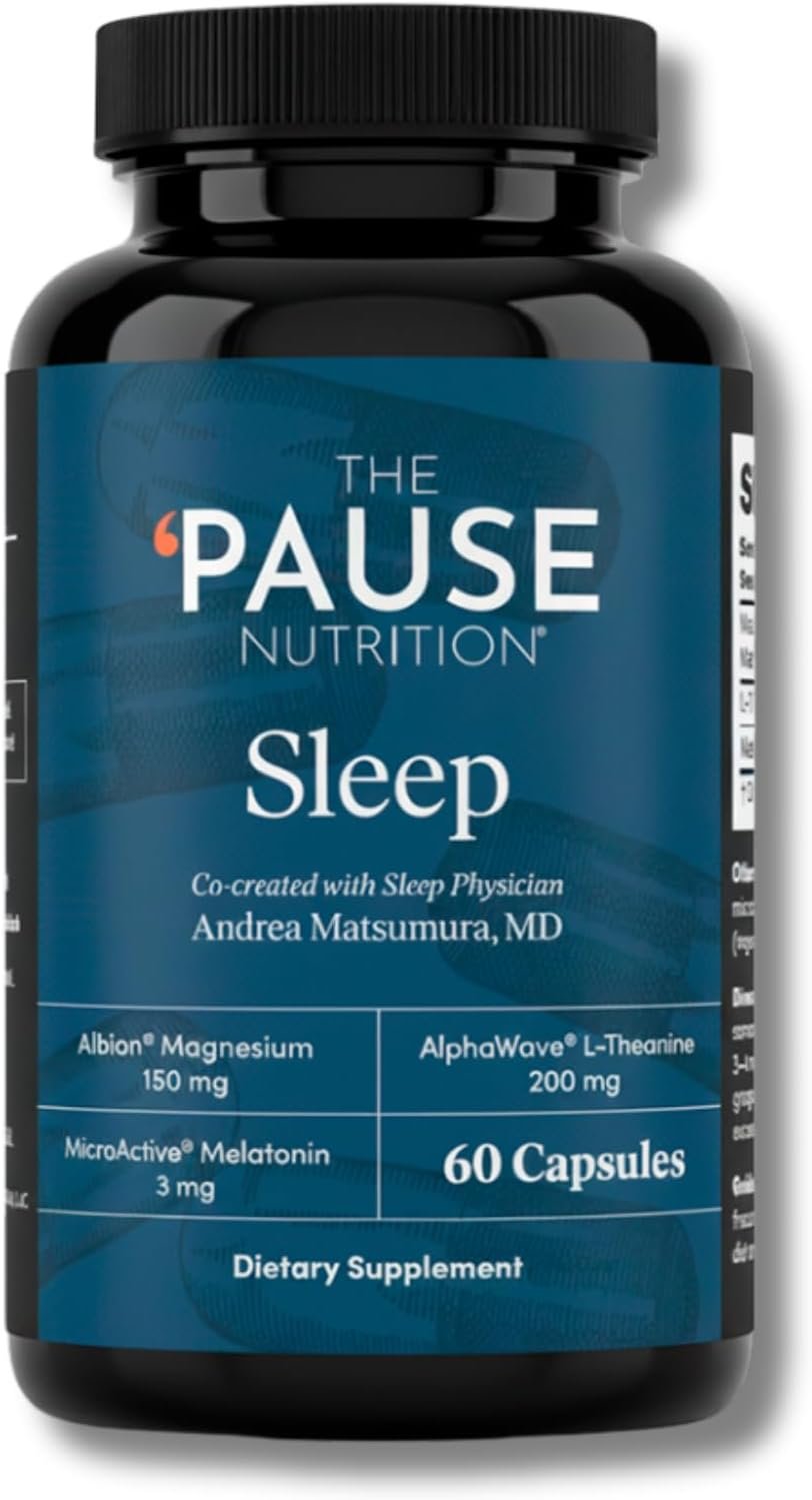 The ‘Pause Life Sleep Supplement, Non Habit Forming Nighttime Blend of Magnesium, MicroActive Melatonin, & L Theanine, Sleep & Relaxation Support for Men & Women, Gluten Free, 60 Capsules, 30 Servings