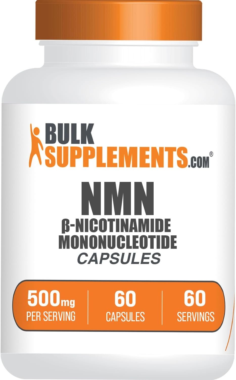 BulkSupplements.com NMN Capsules – Gluten Free, 1 Capsule per Serving (500mg), 60 Count