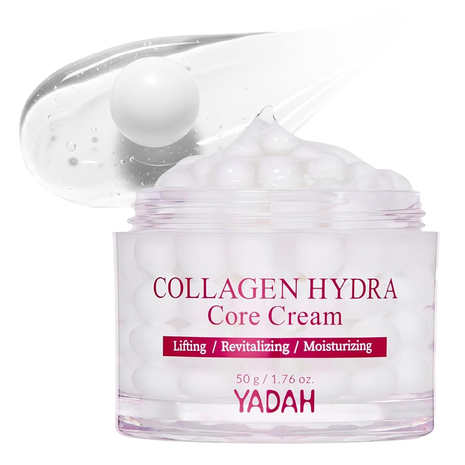 YADAH Collagen Hydra Core Cream – Capsule Filler Cream with 10 Types of Hyaluronic Acids, 1000ppm Low Molecular Collagen & Ceramide, Deep Hydration for Sensitive Skin, 1.76 oz