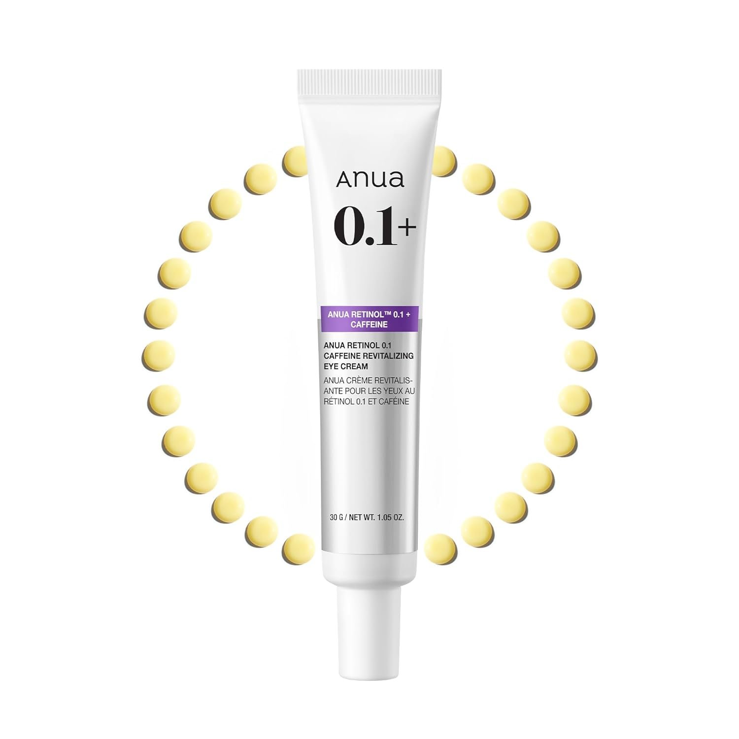 Anua Retinol 0.1 Caffeine Revitalizing Eye Cream, Lightweight Formula for Dark Circles & Puffiness, Hydrating for Sensitive Skin, Korean Skincare,1.05 fl oz