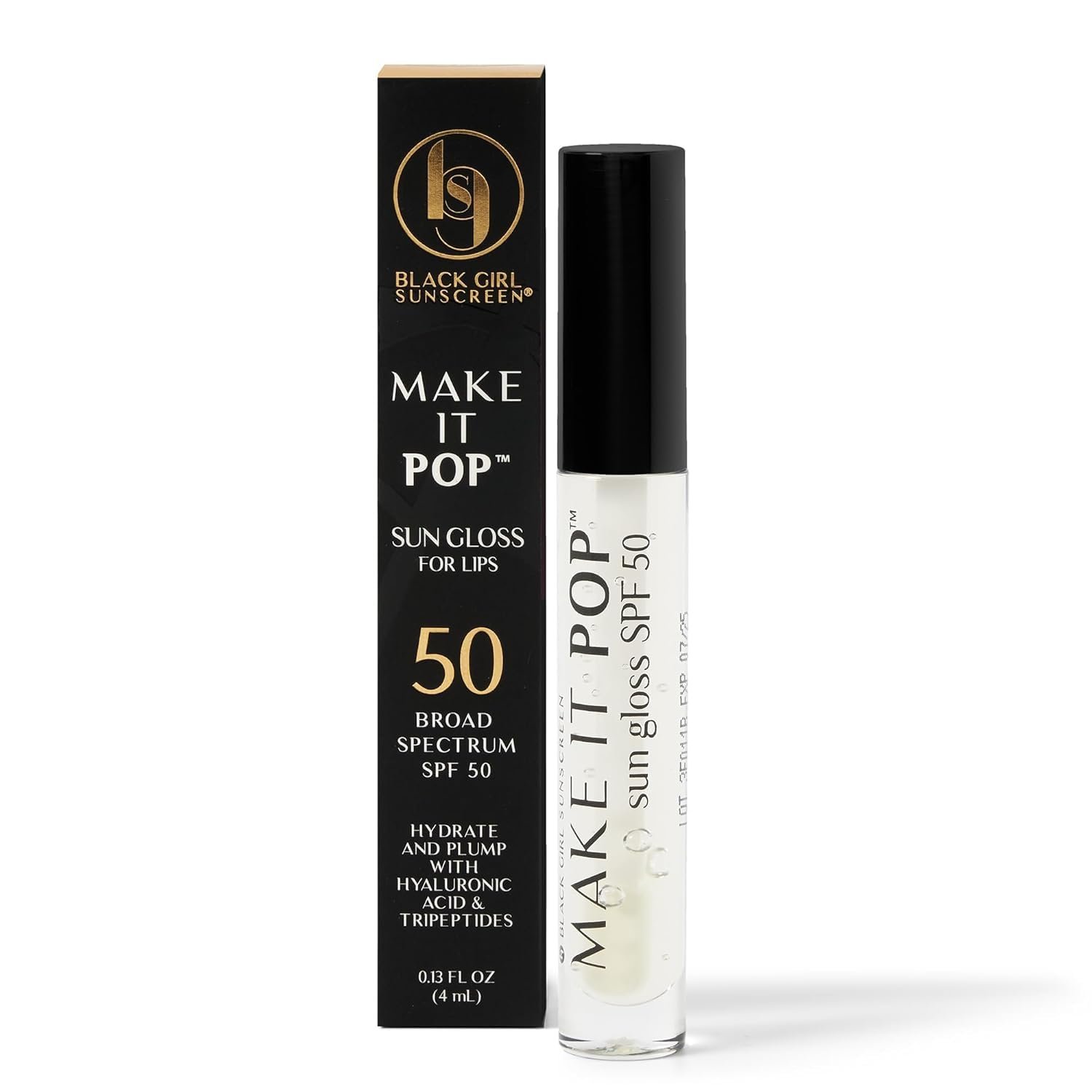 BLACK GIRL SUNSCREEN Make It Pop Sungloss for Women – Lip Gloss with SPF 50, Sun Protection for Skin, Hydrating & Moisturizing Care, Adds Shine – Clear Skies, 0.13 fl oz