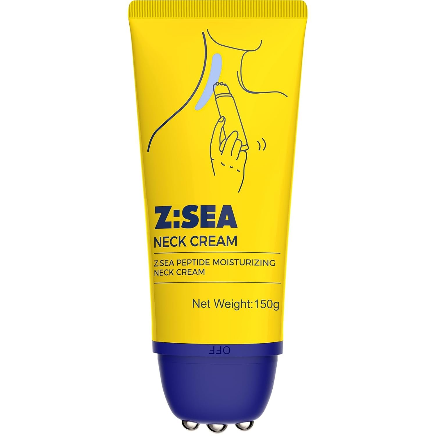 Z:SEA Neck Firming Cream with Roller, Tightening and Lifting Neck & Chest Cream for Crepey Skin, Anti Aging Wrinkle Moisturizer, 5.29 Oz