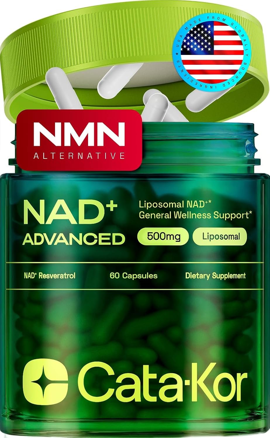 Cata-Kor Liposomal NAD+ Supplement with Resveratrol – NMN Supplement Alternative – Advanced NAD Resveratrol