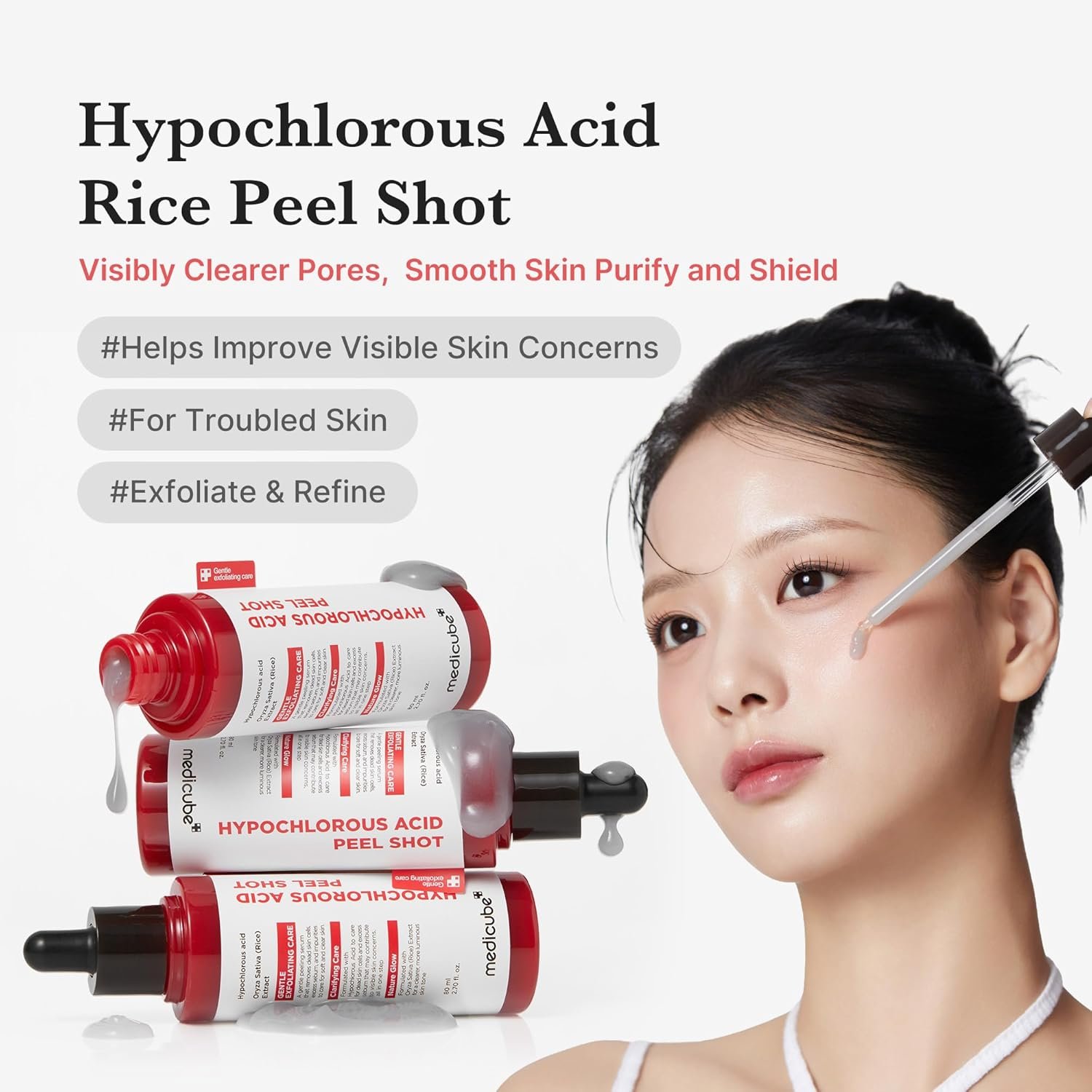 medicube Peel & Swipe Duo: Hypochlorous Acid Rice Peel Shot and Red Succinic Pad for Smooth, Clear Skin | Gentle Exofoliating Duo, Korean Skincare Set