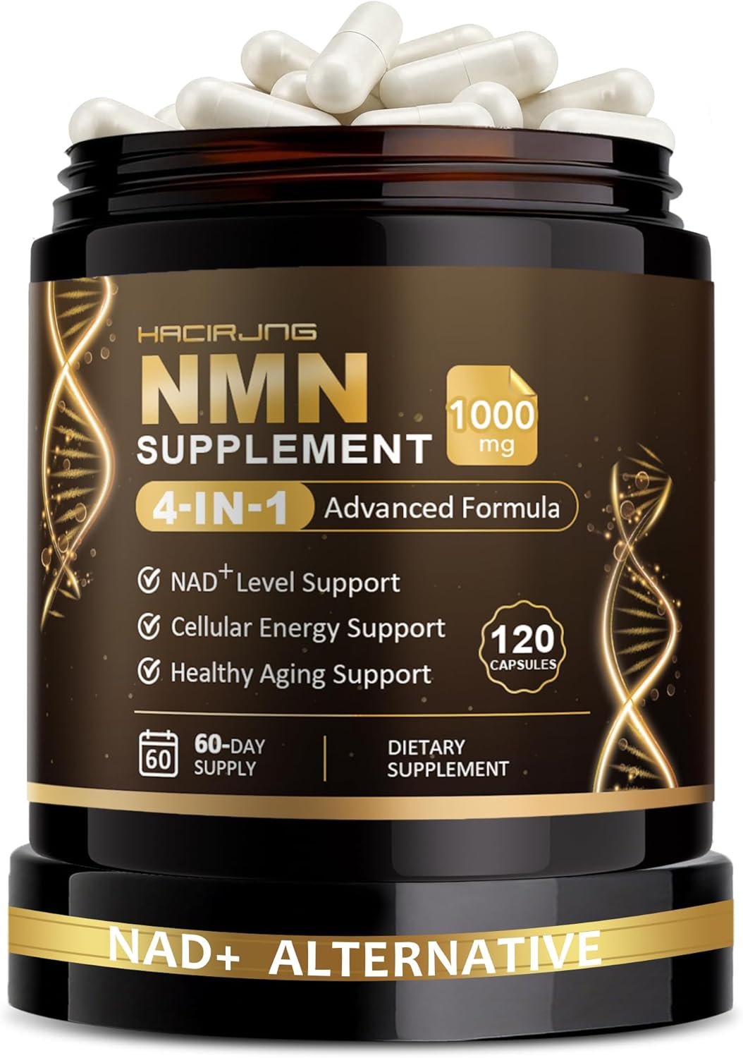 NMN Supplement, 4-in-1 Liposomal NMN 1000mg with Resveratrol, TMG & Quercetin, Supports Cellular Energy & NAD+ Level, NMNH Alternative ＆ NAD+ Supplement Precursor for Men & Women