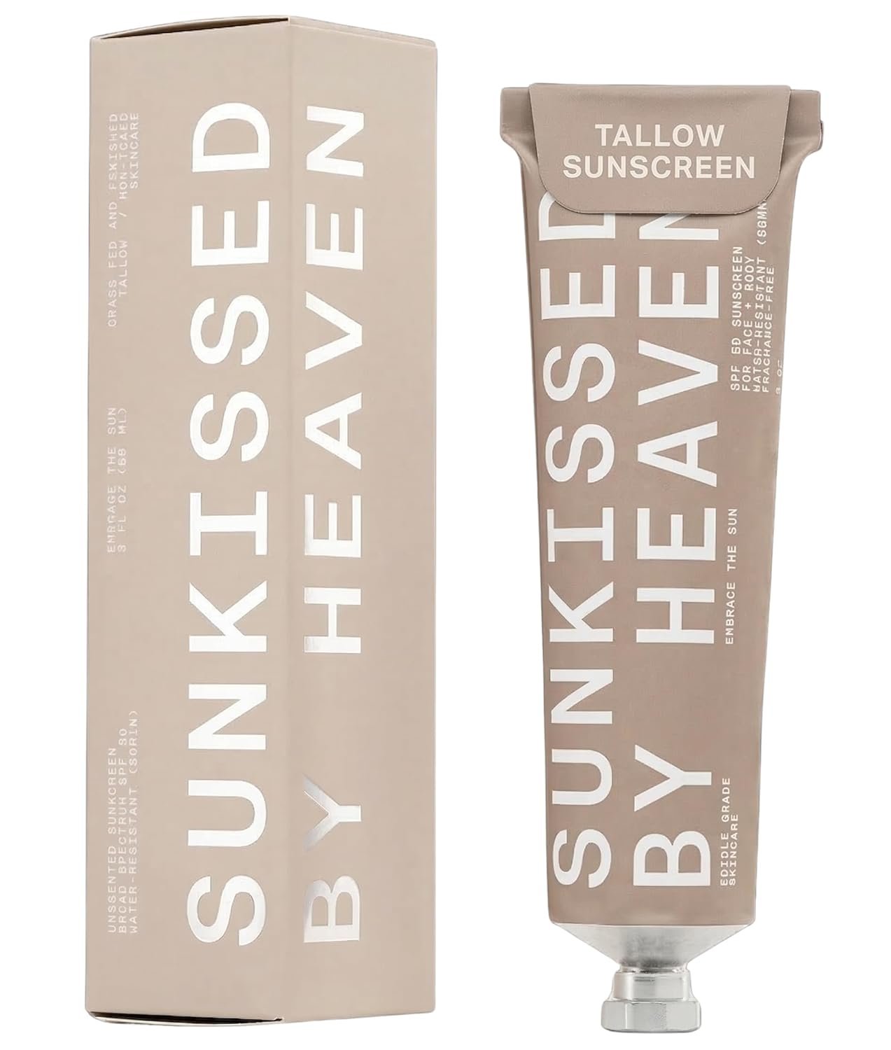 Jay Alvarrez Beef Tallow Sunscreen SPF 50 – Grass-Fed Tallow & Non Nano Zinc Oxide Mineral Sunscreen, No White Cast, Water Resistant Face & Body Sunblock | 3 oz