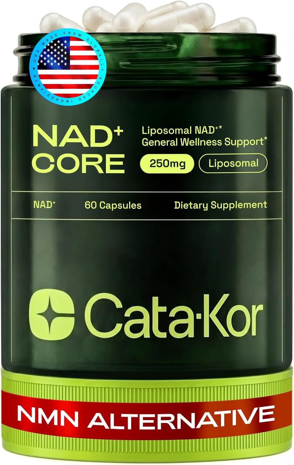 Cata-Kor NMN Supplement Alternative – Liposomal NAD+ Supplement – NAD CORE 30-Day Supply 60 Capsules
