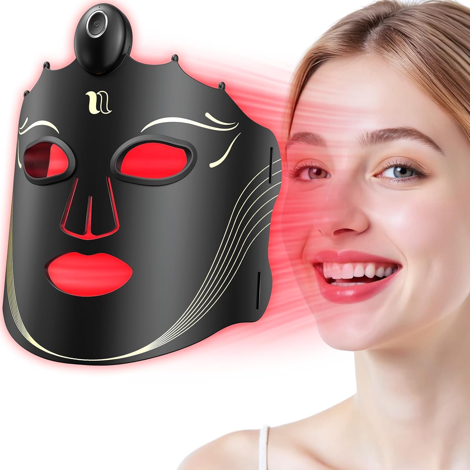 Red Light Therapy Mask for Face with 7 Modes, Wireless LED Face Mask Light Therapy with 850nm Infrared, 660nm Red, 460nm Blue Light, Lightweight Design for At Home, Travel Skincare Gifts