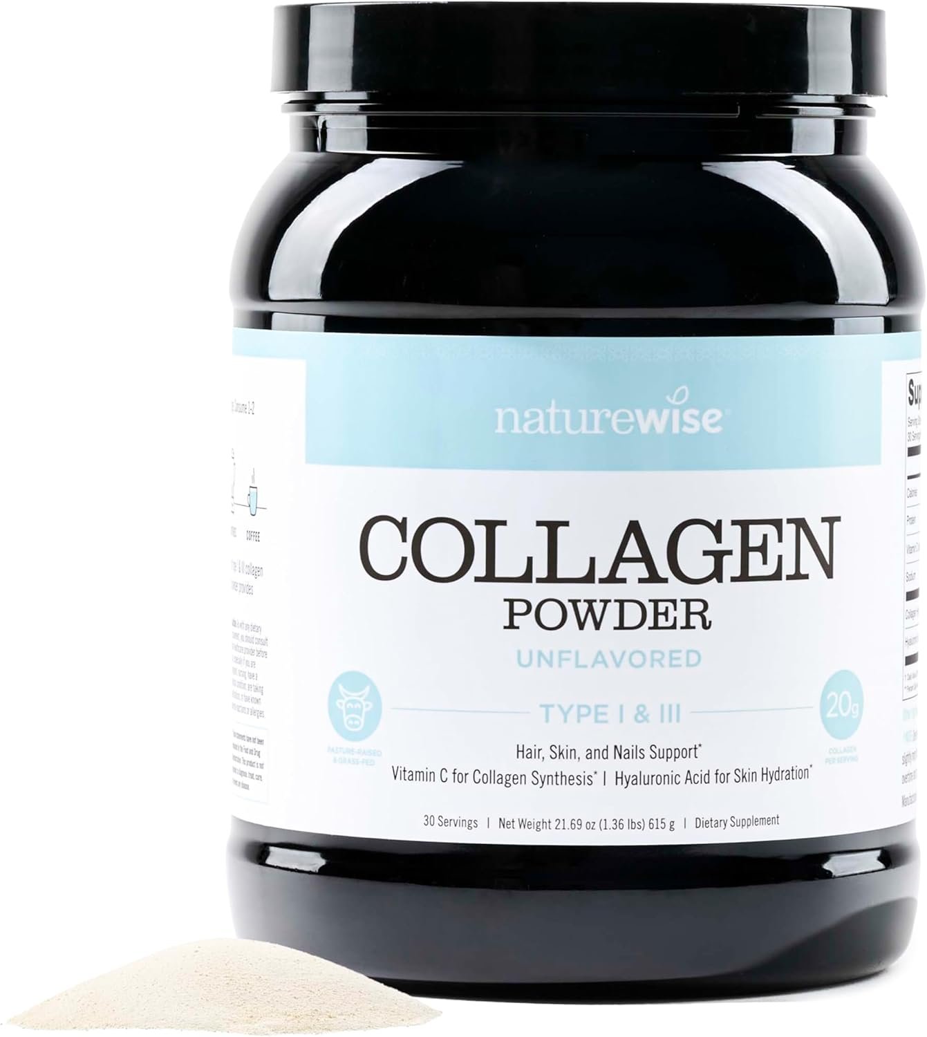NatureWise Collagen Peptides Powder with Hyaluronic Acid and Vitamin C – Unflavored Collagen Peptides for Women & Men – Type I & III for Hair, Skin & Nails – Sugar, Gluten & Dairy Free – 30 Servings