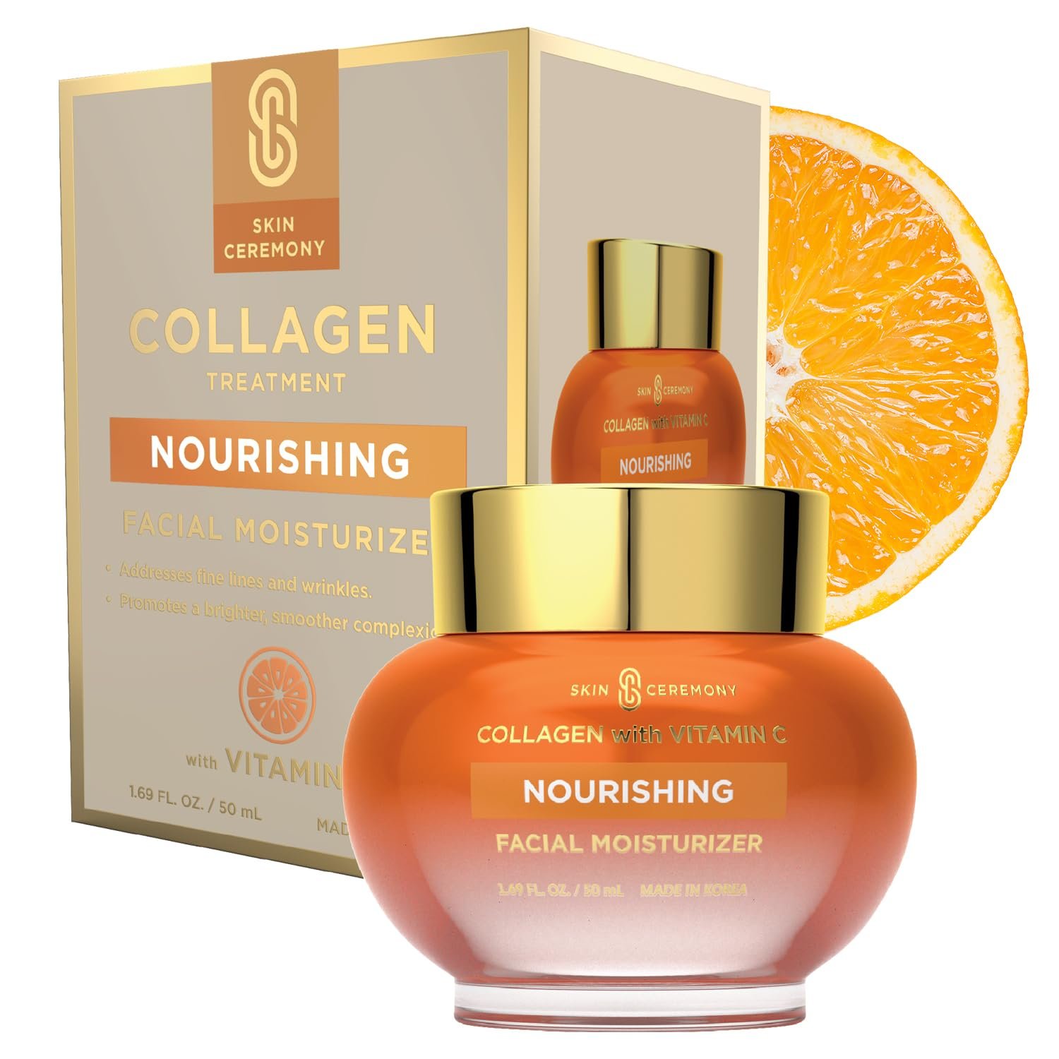 Collagen & Vitamin C Moisturizer – Brightens Skin, Reduces Fine Lines & Wrinkles – Anti-Aging, Dermatologist Tested, Clean Beauty, Korean Skin Care – 1.69 FL.OZ.