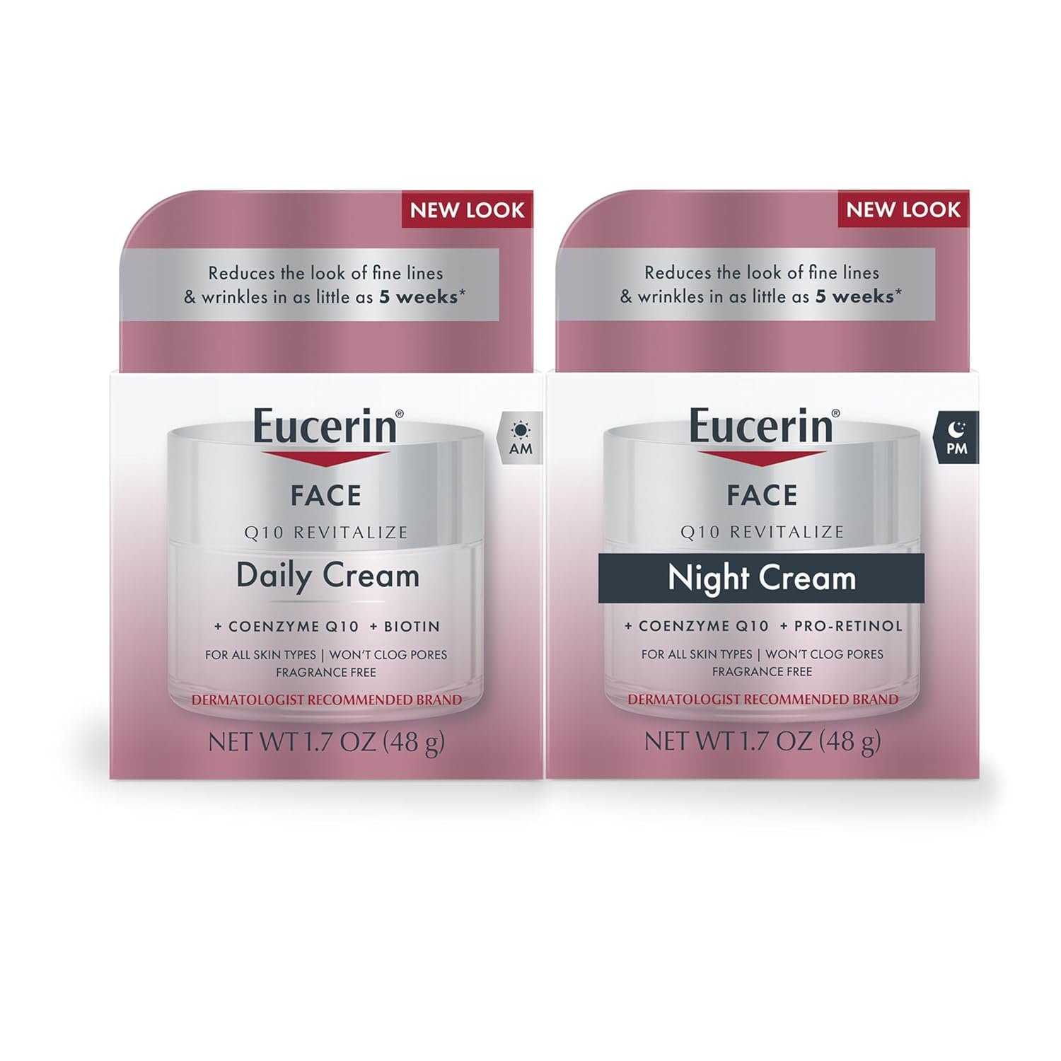 Eucerin Q10 Skin Care Set, Anti Wrinkle Daily Face Cream with Biotin (1.7 Oz) + Anti Wrinkle Night Cream with Pro-Retinol (1.7 Oz), Mothers Day Gifts