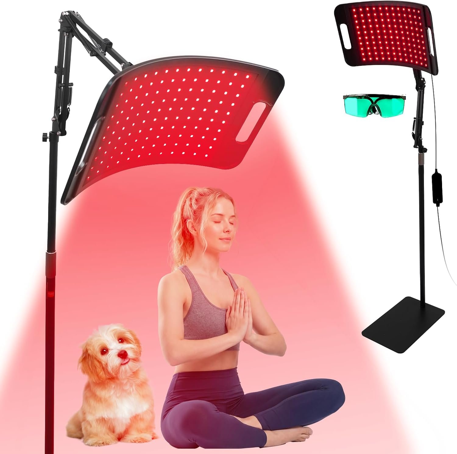 Red Light Therapy for Face and Body, 3-in-1 LED Red Infrared Light Therapy Lamp Panel 660nm / 850nm Wavelength with Adjustable Stand & Protective Goggles – Ideal Home Use Gift for Man, Women&Pet
