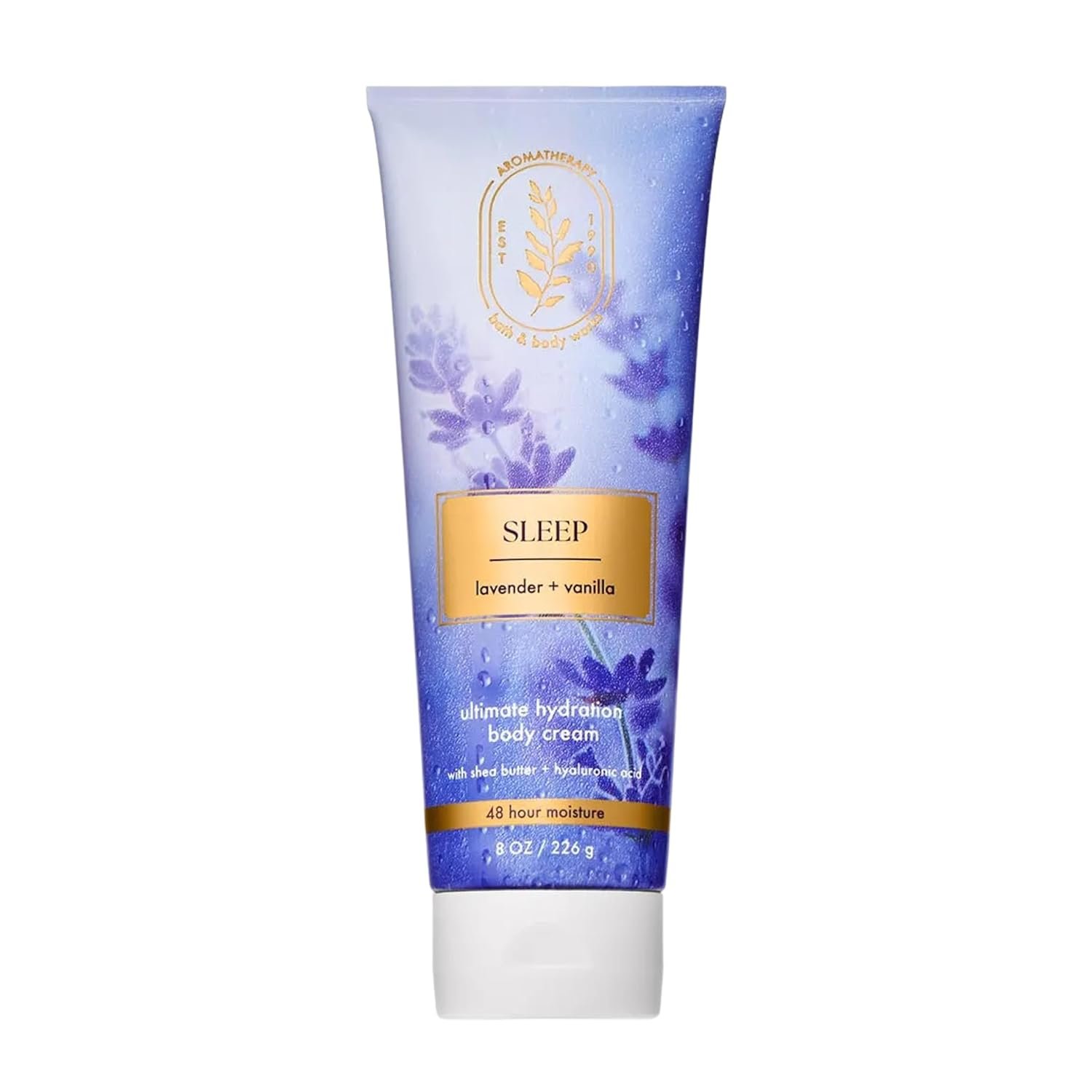 Bath & Body Works Lavender Vanilla Aromatherapy Body Cream, Ultimate Hydration Moisturizer with Shea Butter & Hyaluronic Acid for Dry Skin, 8 fl oz – 1 Pack