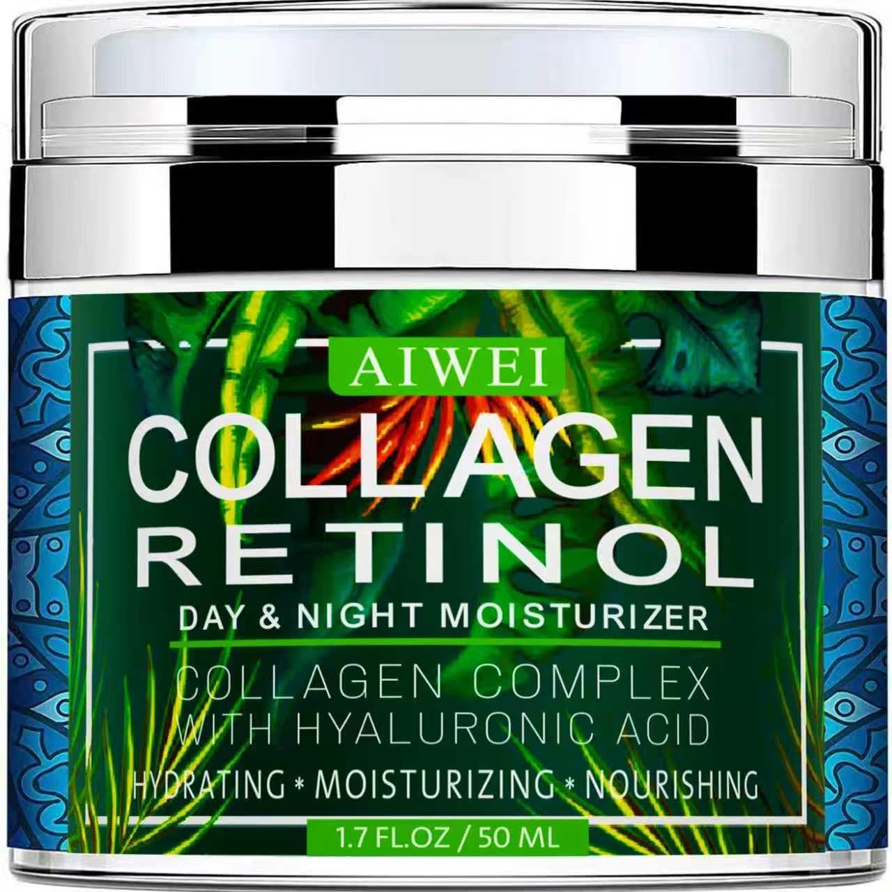 AIWEI Face Moisturizer Collagen Cream – Moisturizing, Hydrating & Recovery – Day Night Face Cream with Retinol and Hyaluronic Acid for Men & Women – 1.7 oz