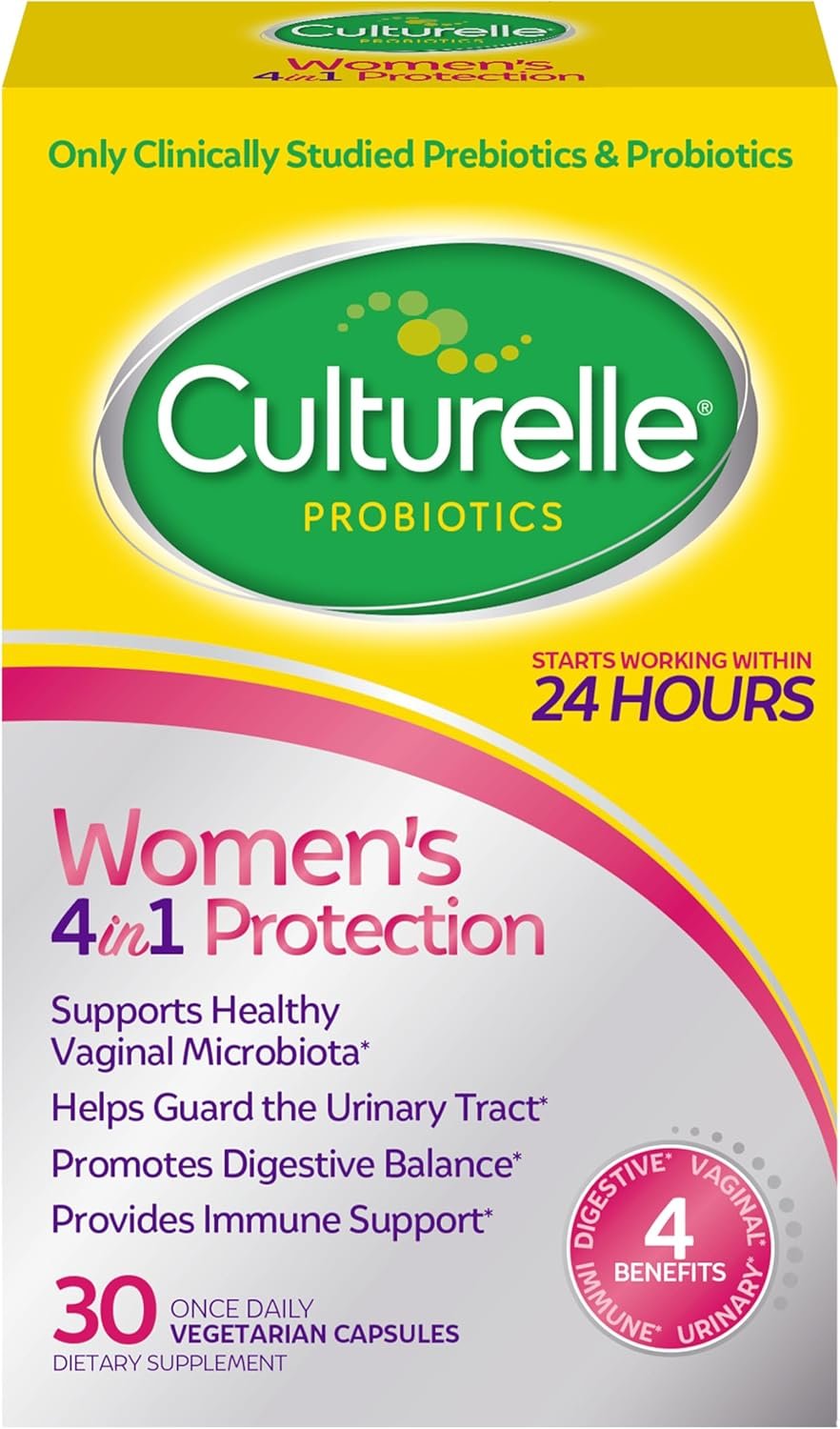 Culturelle Probiotics for Women with Prebiotics – 4-in-1 for Vaginal, Digestive, Urinary & Immune Health – pH Balance, Bloating & Gas Relief – Daily Vegetarian Capsules, Non-GMO – 30 Count
