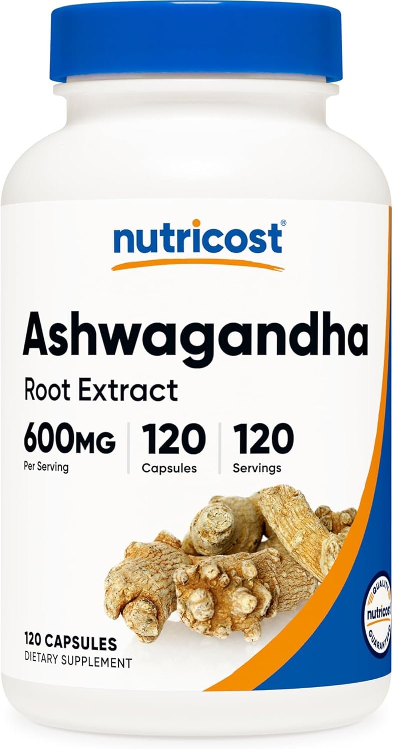 Nutricost Ashwagandha Herbal Supplement 600mg, 120 Capsules – Vegetarian, Non-GMO, Gluten Free, Ashwagandha Root