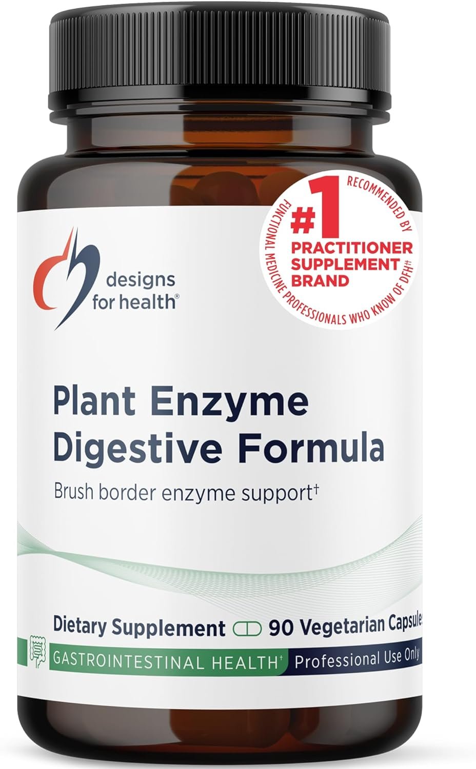 Designs for Health Plant Enzyme Digestive Formula – Vegetarian Digestive Enzymes Supplement – Gut Support with Hemicellulase, Protease + More – May Support Occasional Gas + Bloating (90 Capsules)
