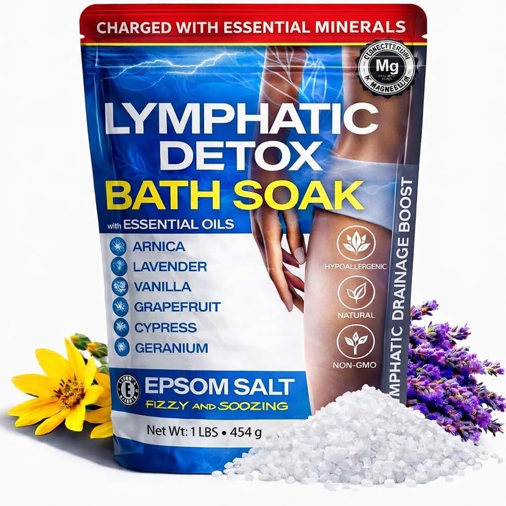 Bruizex Arnica Montana Bath Salts, Espom Salt Bath Soak for Lymphatic Drainage & Body Detox, Epsom Salts for Soaking with Essential Oils, Bath Salts for Pain Relief, Swelling & Post Surgery, 1 Lb