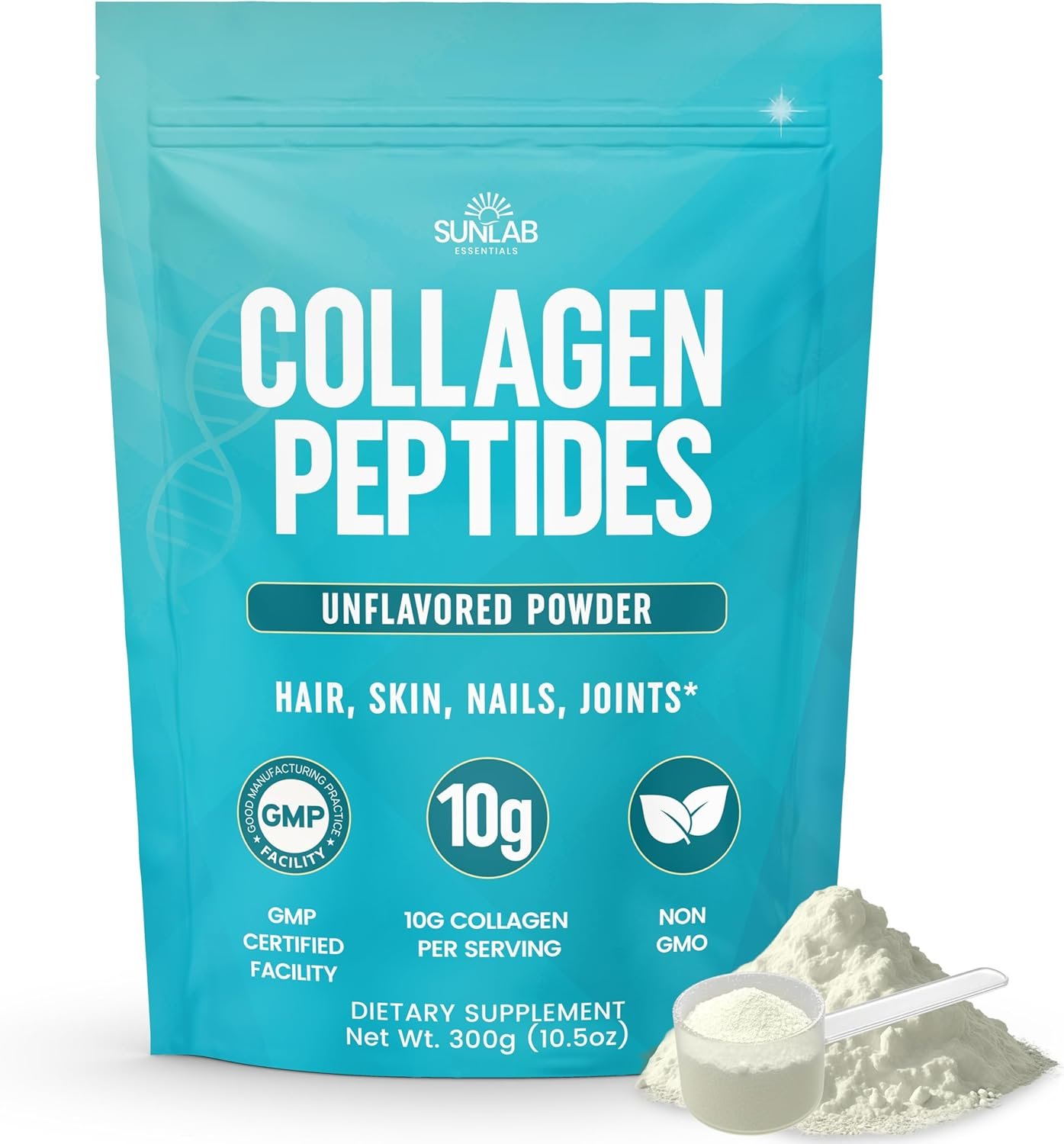 Collagen Peptides Powder Hydrolyzed Bovine (Unflavored) Type I & III Supplement for Hair, Skin, Nails & Joint Support – Collagen for Women & Men – Non GMO & USA Made – Unflavored – 30 Servings