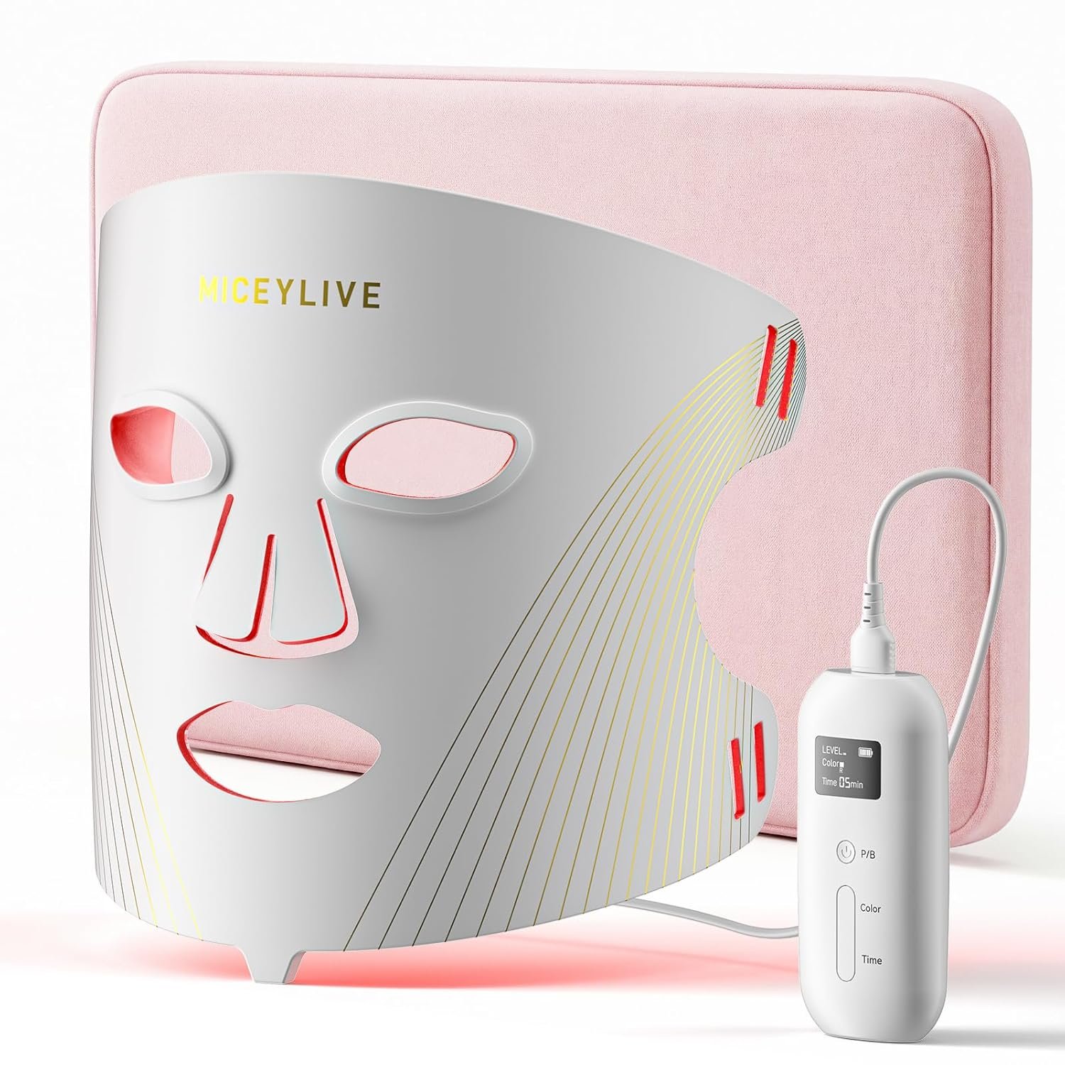 Red Light Therapy for Face Mask, Blue Light Therapy for Acne, Gifts for Women, Wrinkle LED Face Mask, 432 LED with Full Face Coverage & 3 Light Modes, Travel Bag for Home Use & Travel, pink